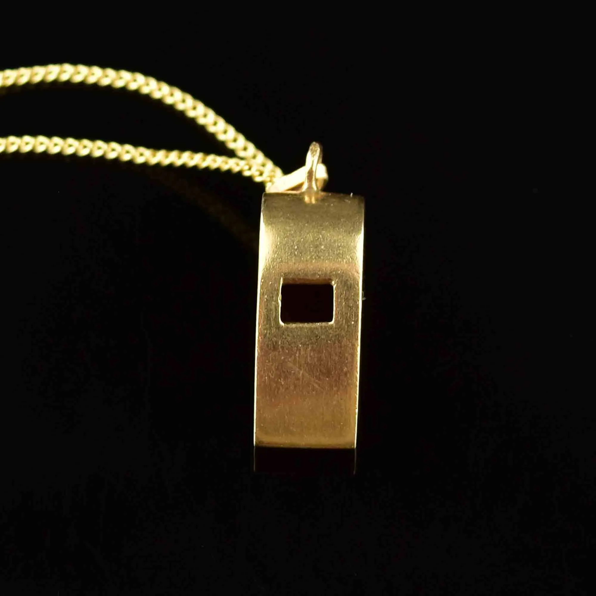 14K Gold Working Whistle Pendant Necklace