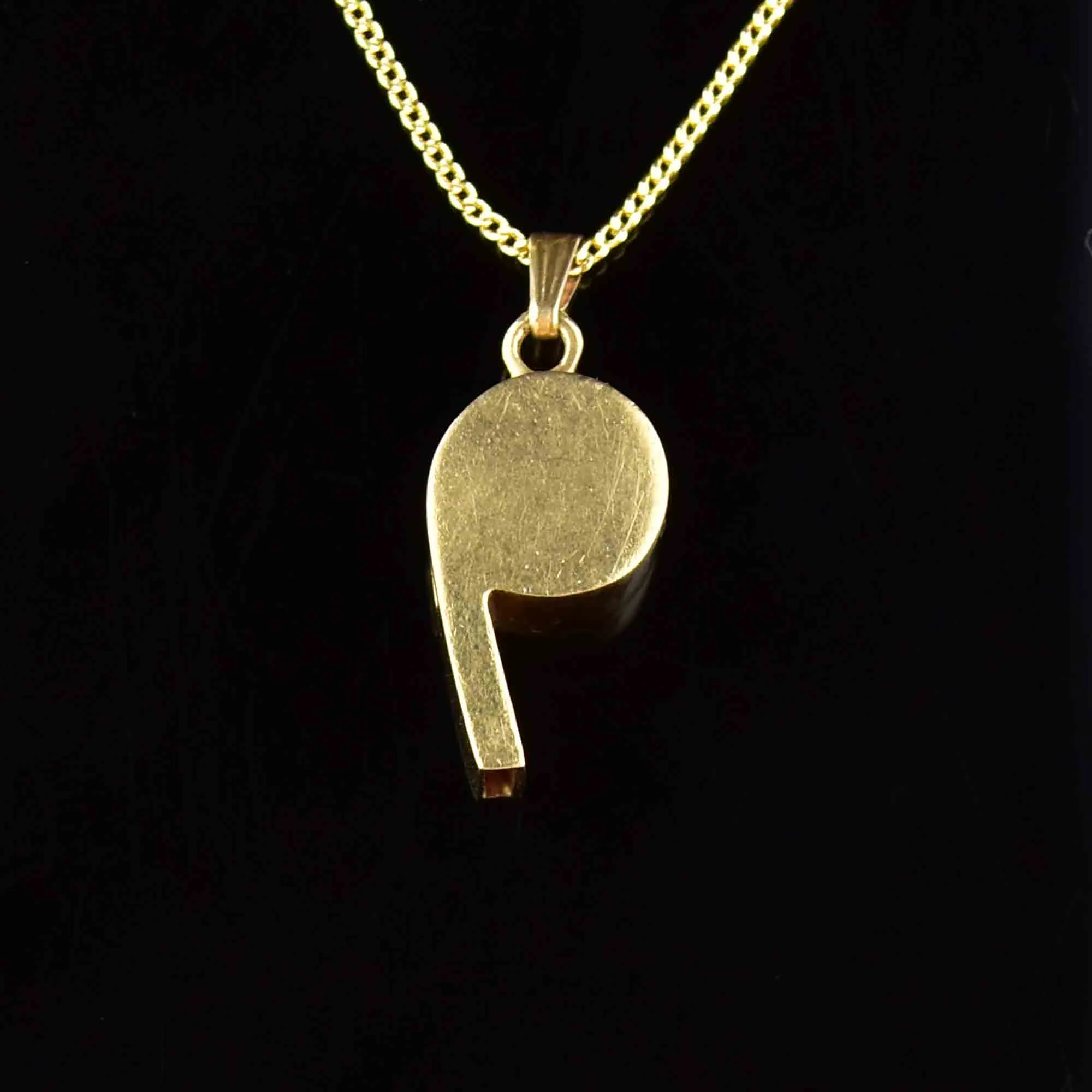 14K Gold Working Whistle Pendant Necklace