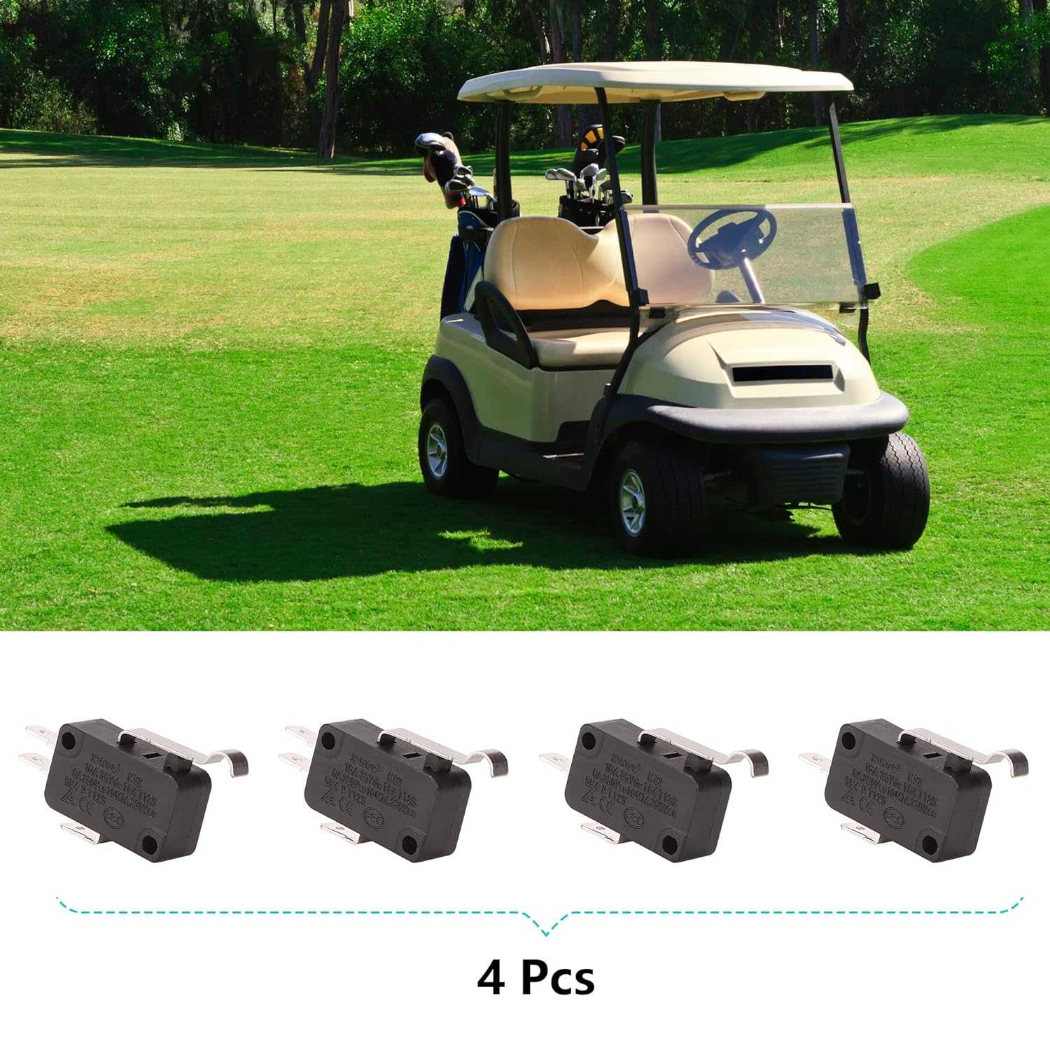 4 Pack Golf Cart Micro Switch 2 & 3 Prong for Club Car DS Precedent - 10L0L