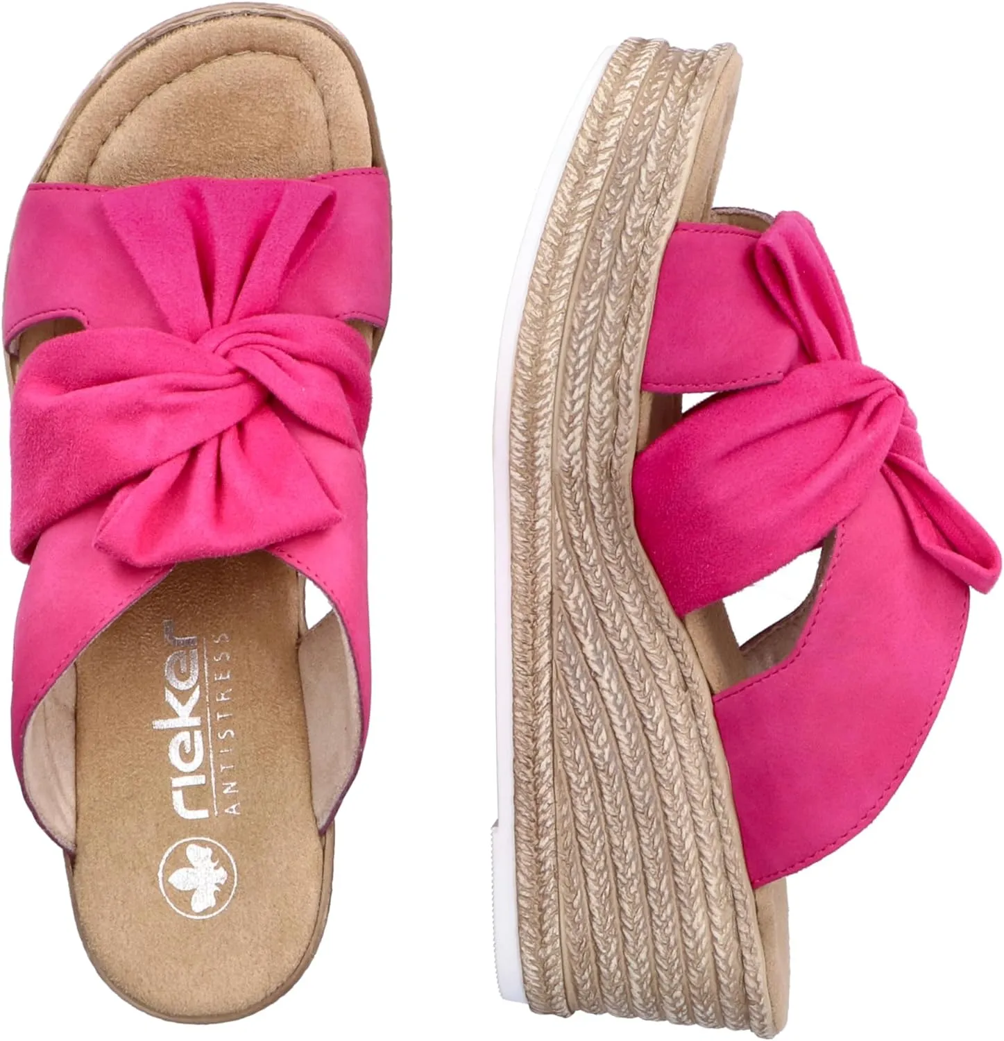 68789- Pink Wedged Slip on Sandal- Rieker