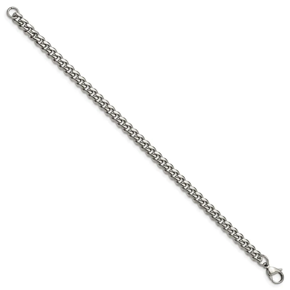 6mm Stainless Steel Polished Curb Chain Bracelet, 8.25 Inch