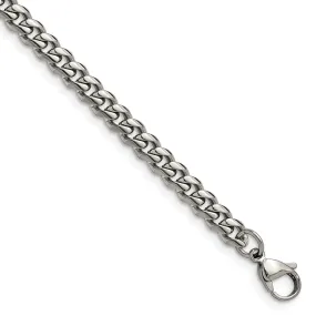 6mm Stainless Steel Polished Curb Chain Bracelet, 8.25 Inch