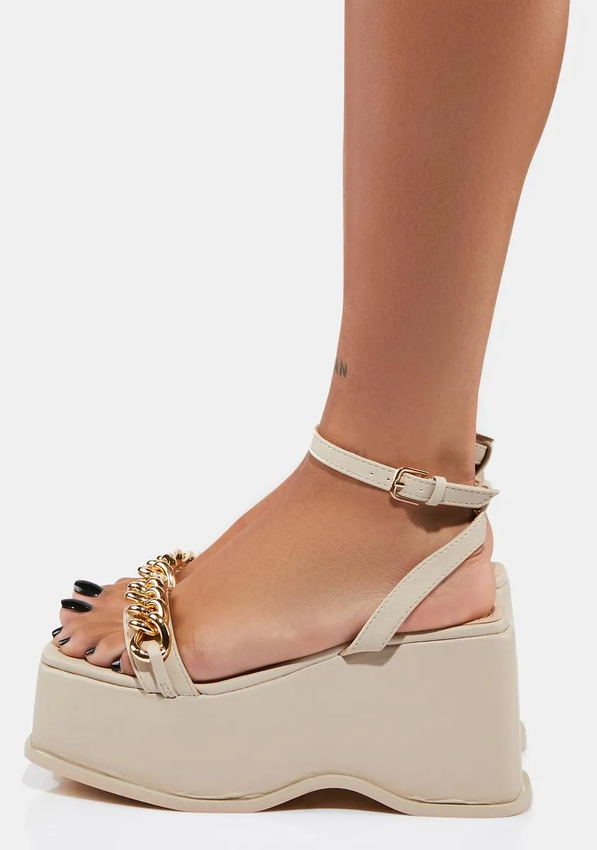 Almond You Got Served Platform Sandals-