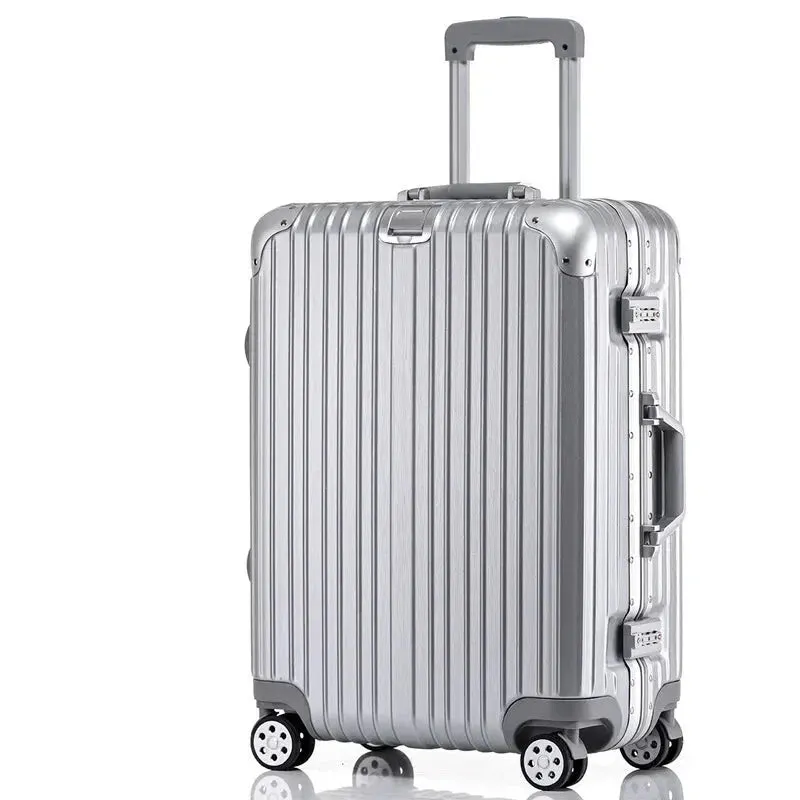 Aluminium Frame Spinner Rolling Luggage Travel Suitcase for Men and Women