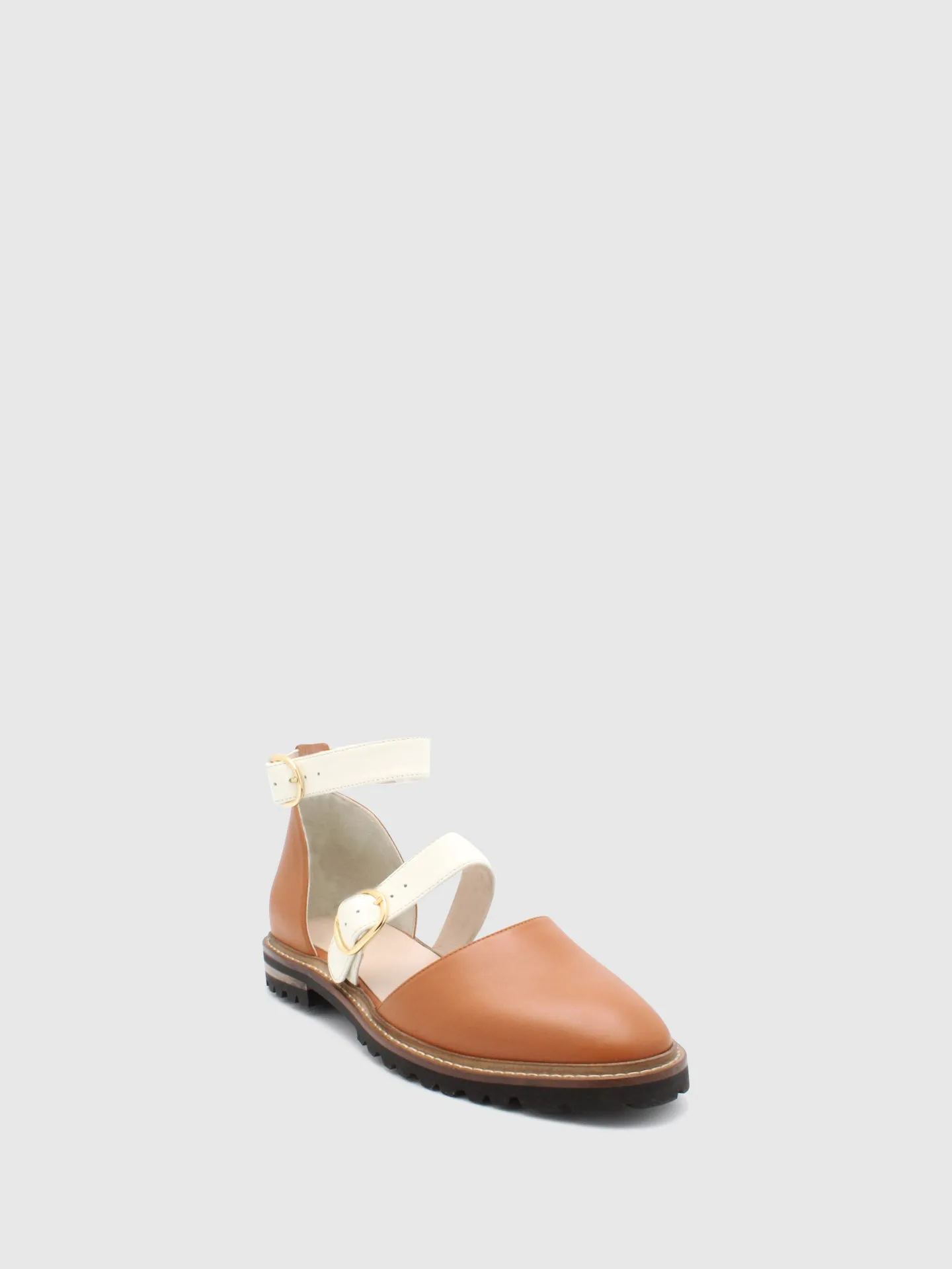 Ankle Strap Sandals Dália Cognac/White