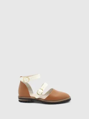 Ankle Strap Sandals Dália Cognac/White