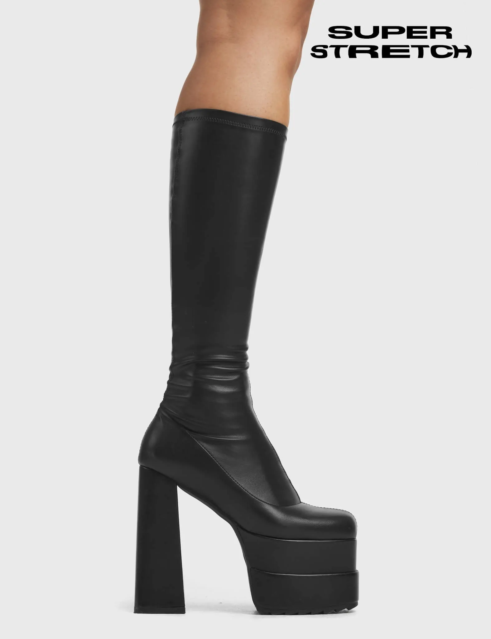 Bad Gurl Super Stretch Platform Knee High Boots