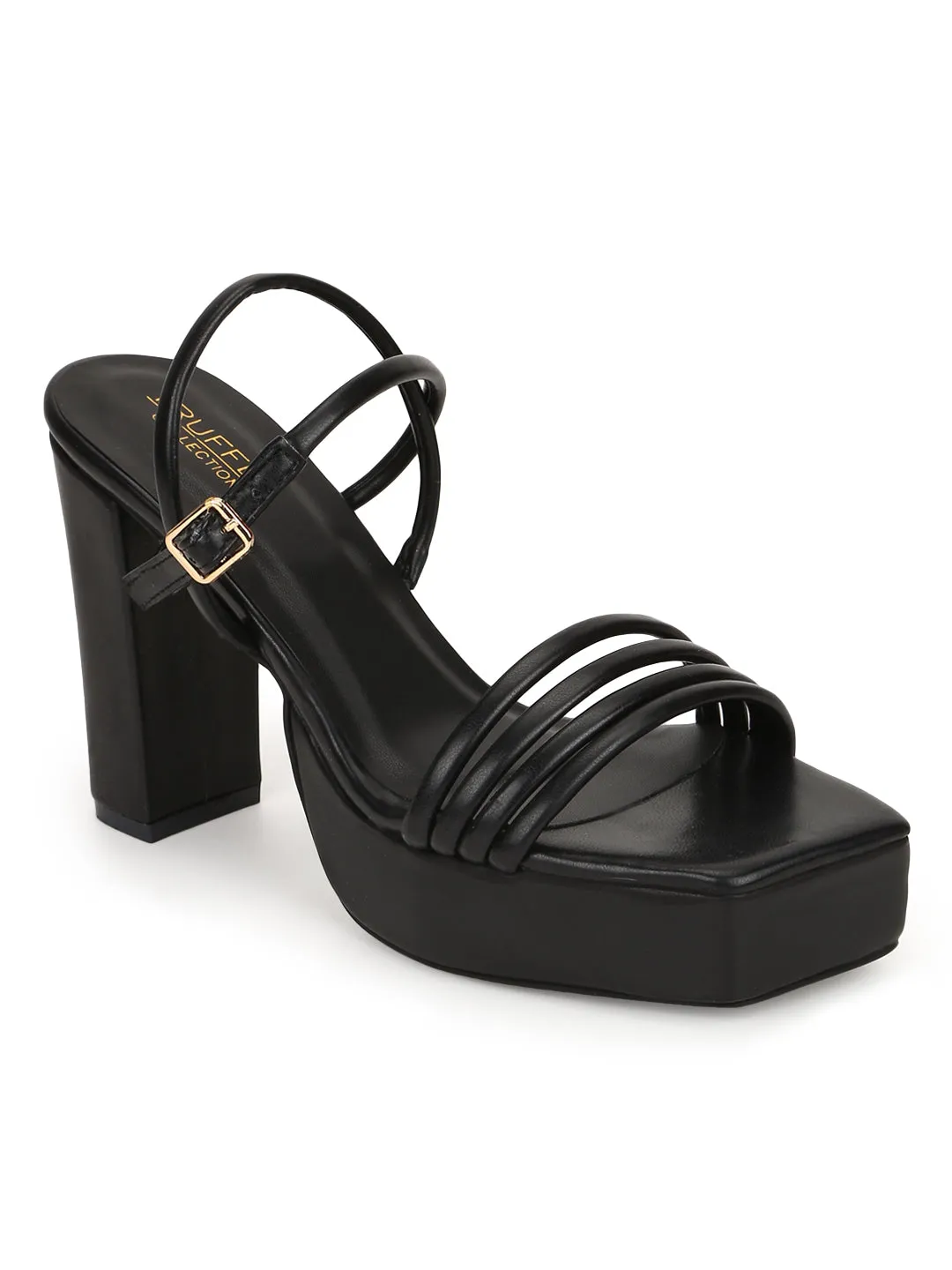 Black PU Strappy Platform Heel Sandals (TC-SLC-B61-BLK)