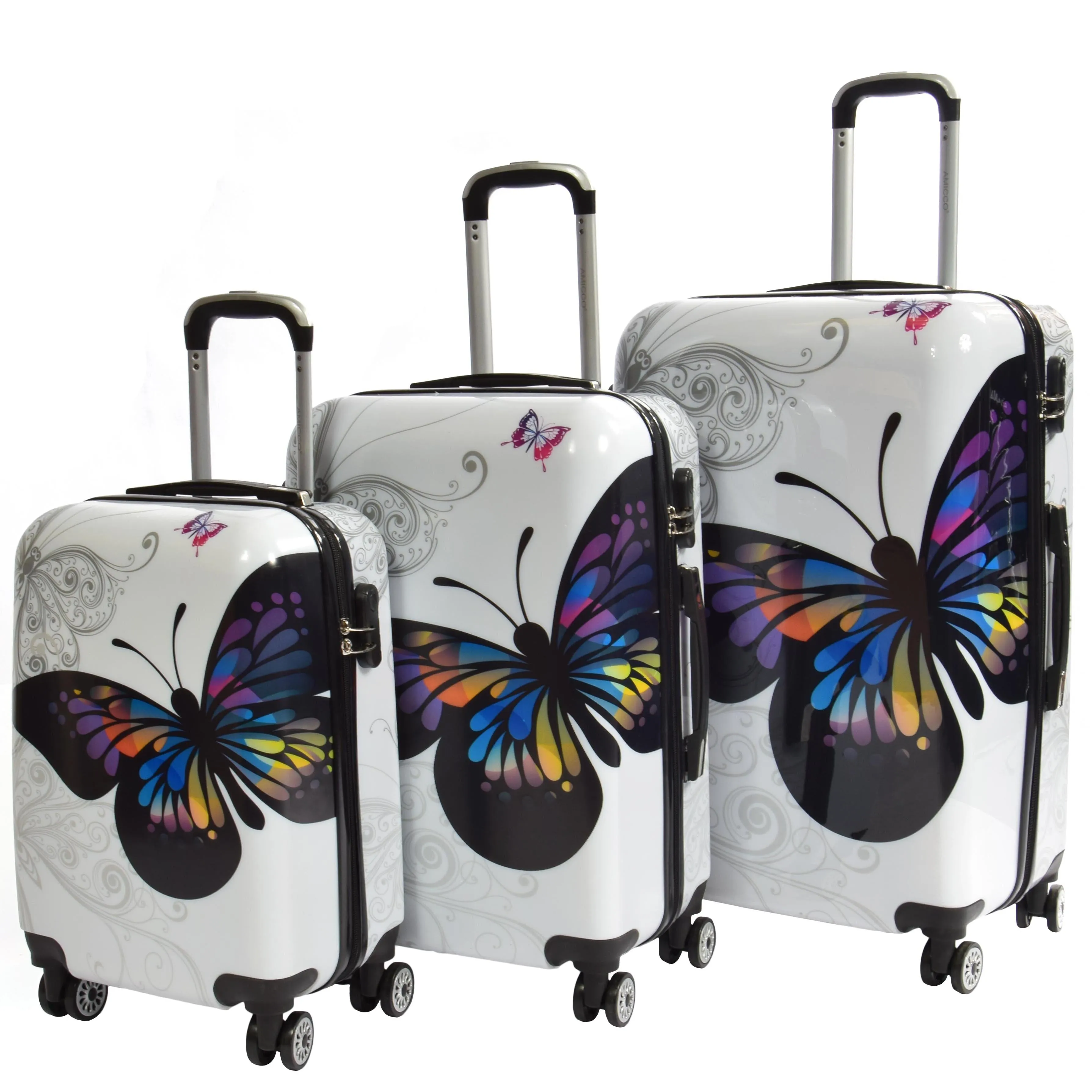 Butterfly Print Hard Shell Four Wheel Expandable Luggage