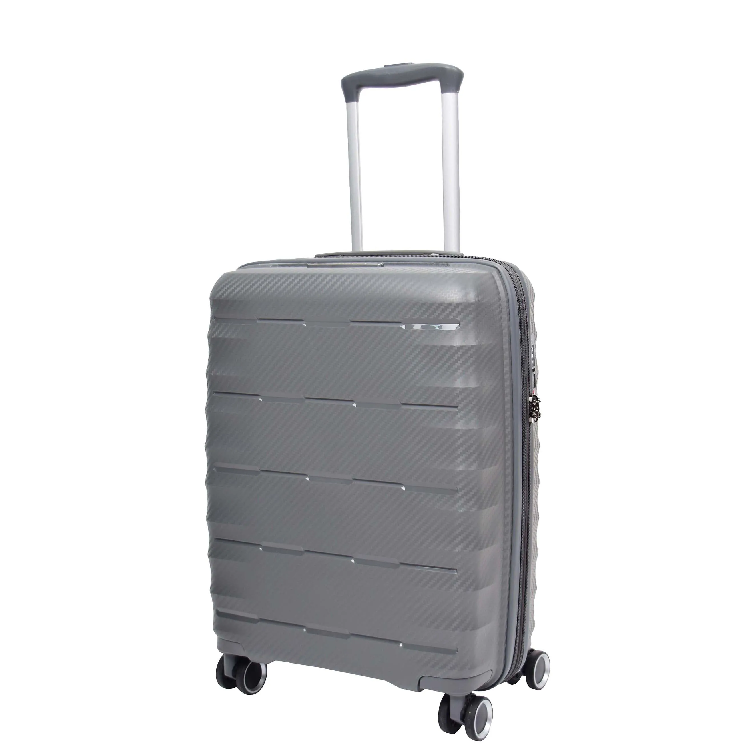 Cabin Size 8 Wheeled Expandable ABS Luggage Pluto Grey