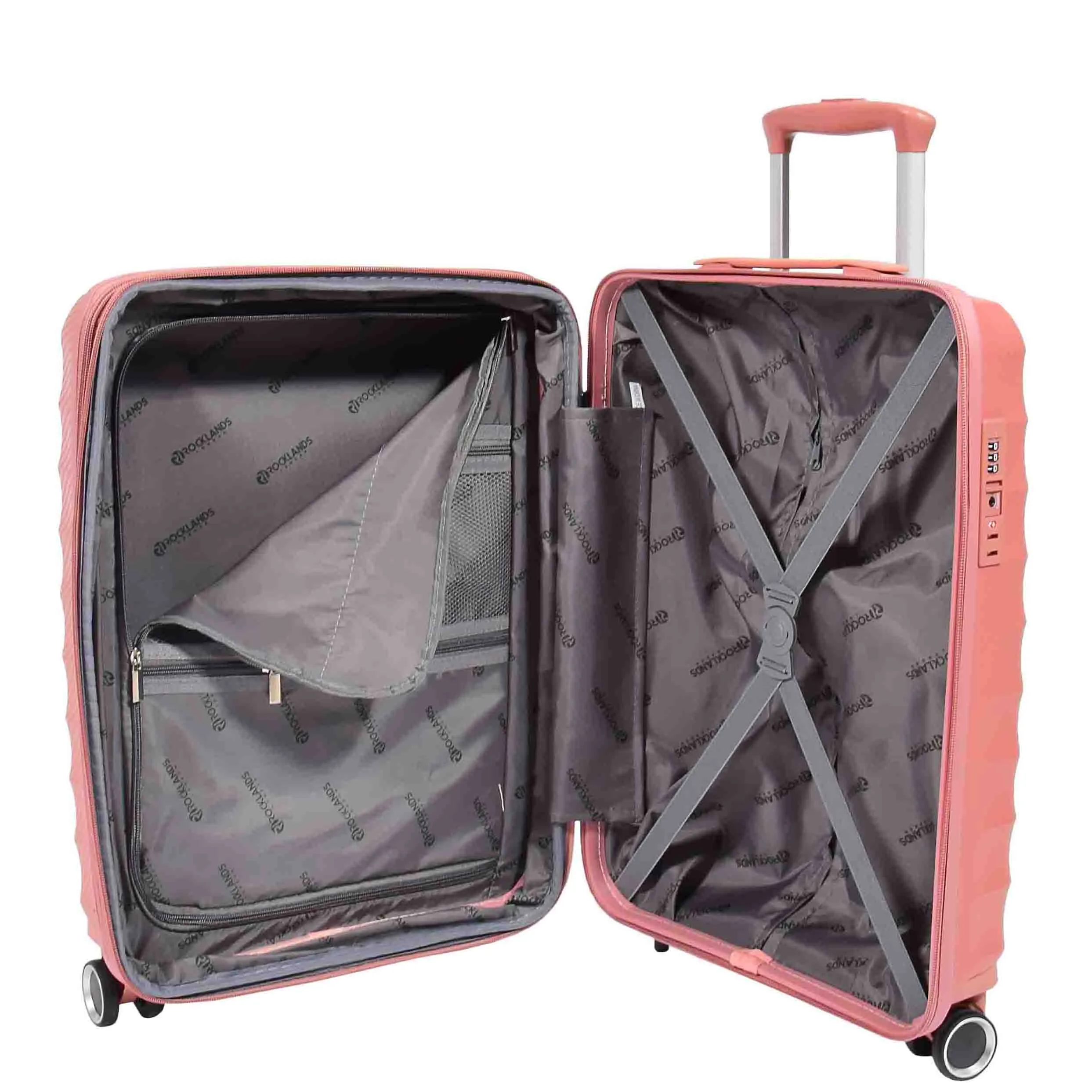 Cabin Size 8 Wheeled Expandable ABS Luggage Pluto Rose Gold