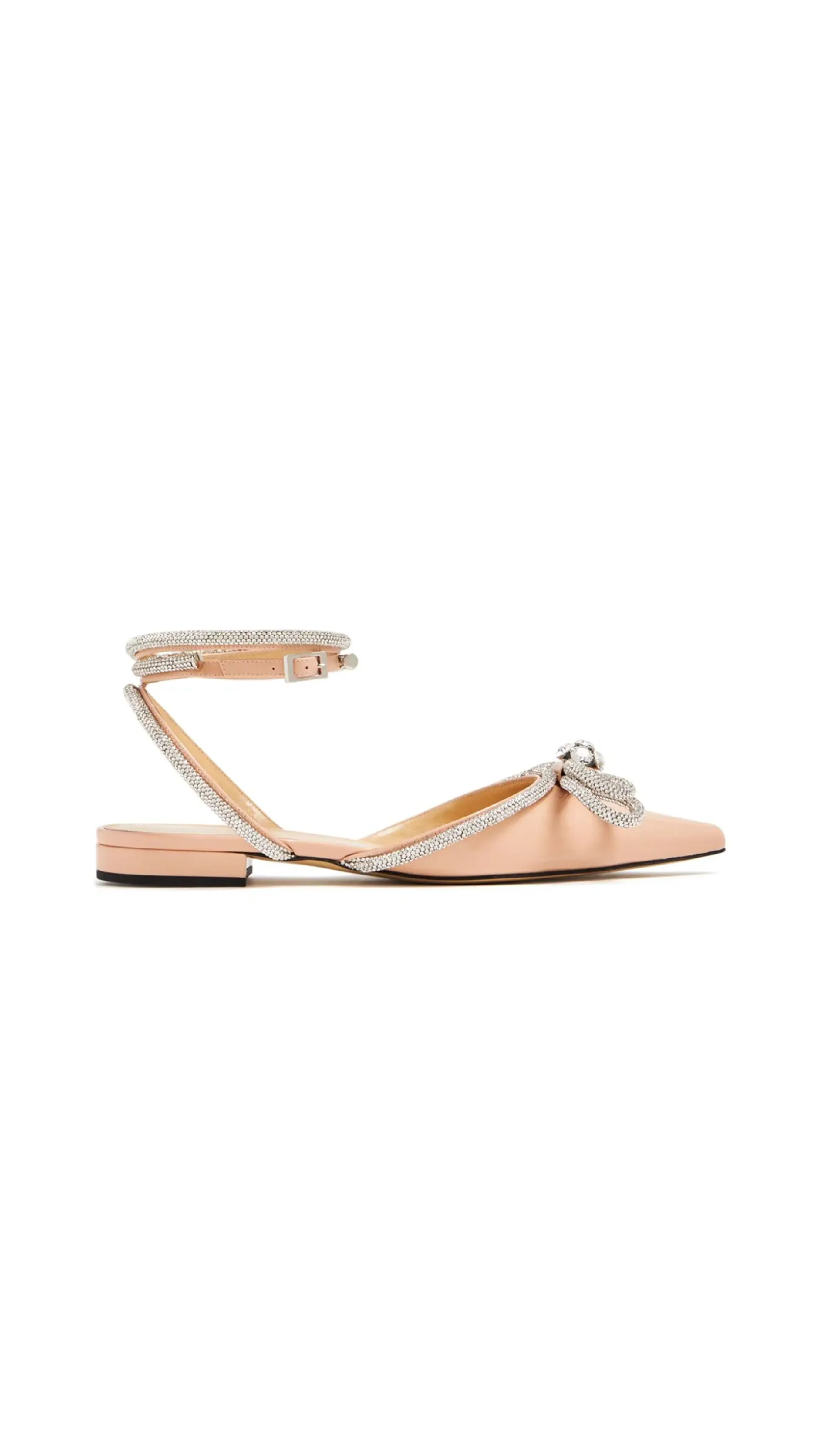 Double Bow Flat Sandals - Beige