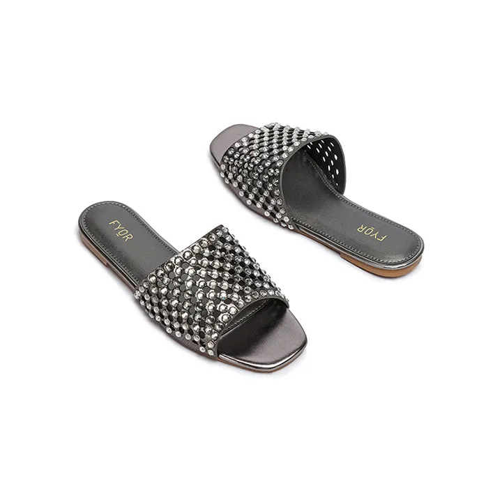 Embellished Square Toe Slide MY 286