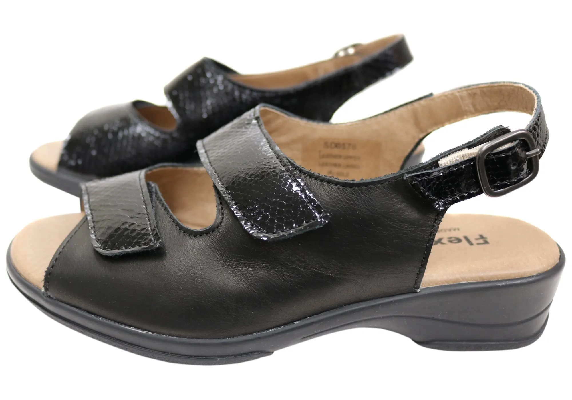 Flex & Go Mary Womens Comfortable Leather Sandals Made In Portugal