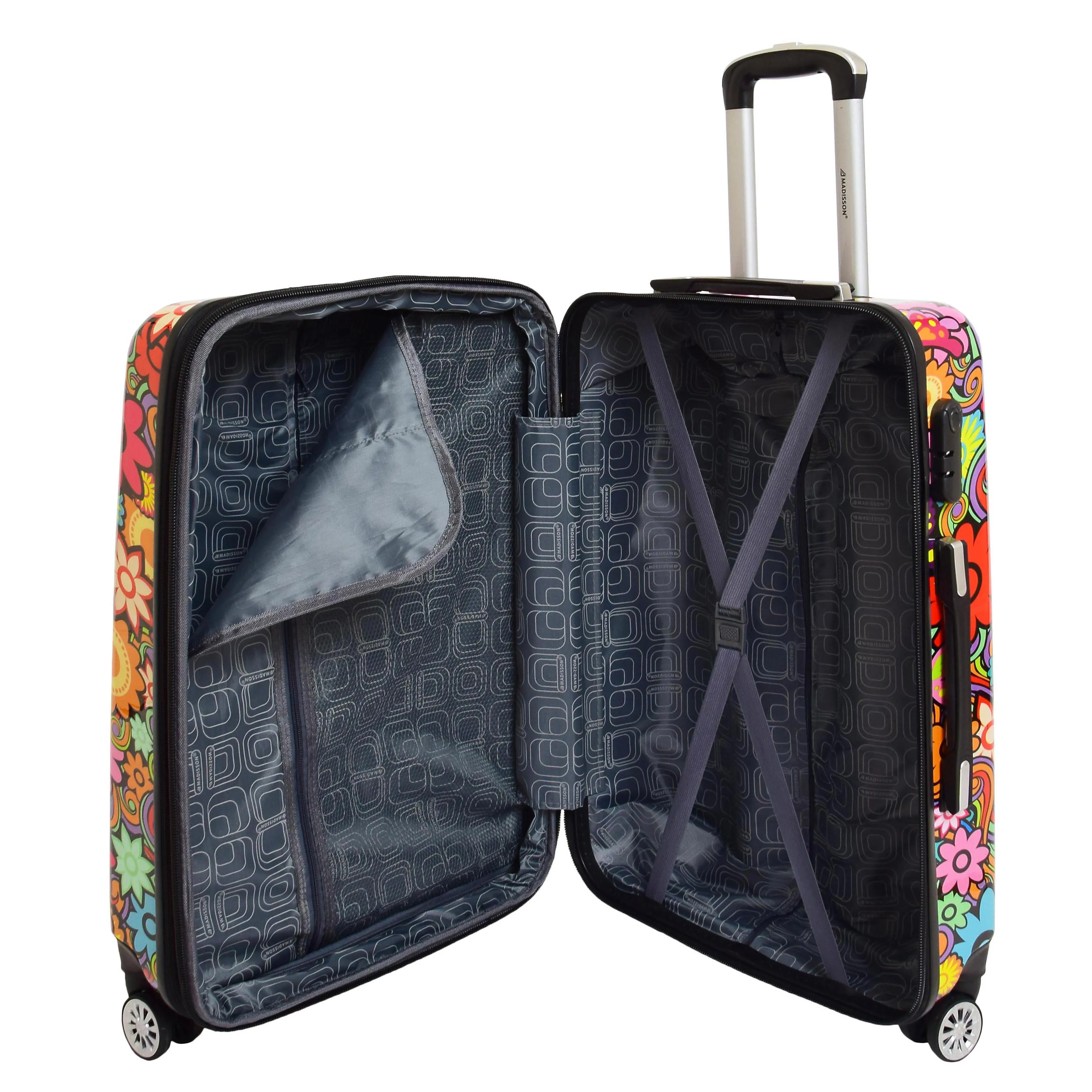 Four Wheel Suitcase Hard Shell Expandable Luggage Flower Print