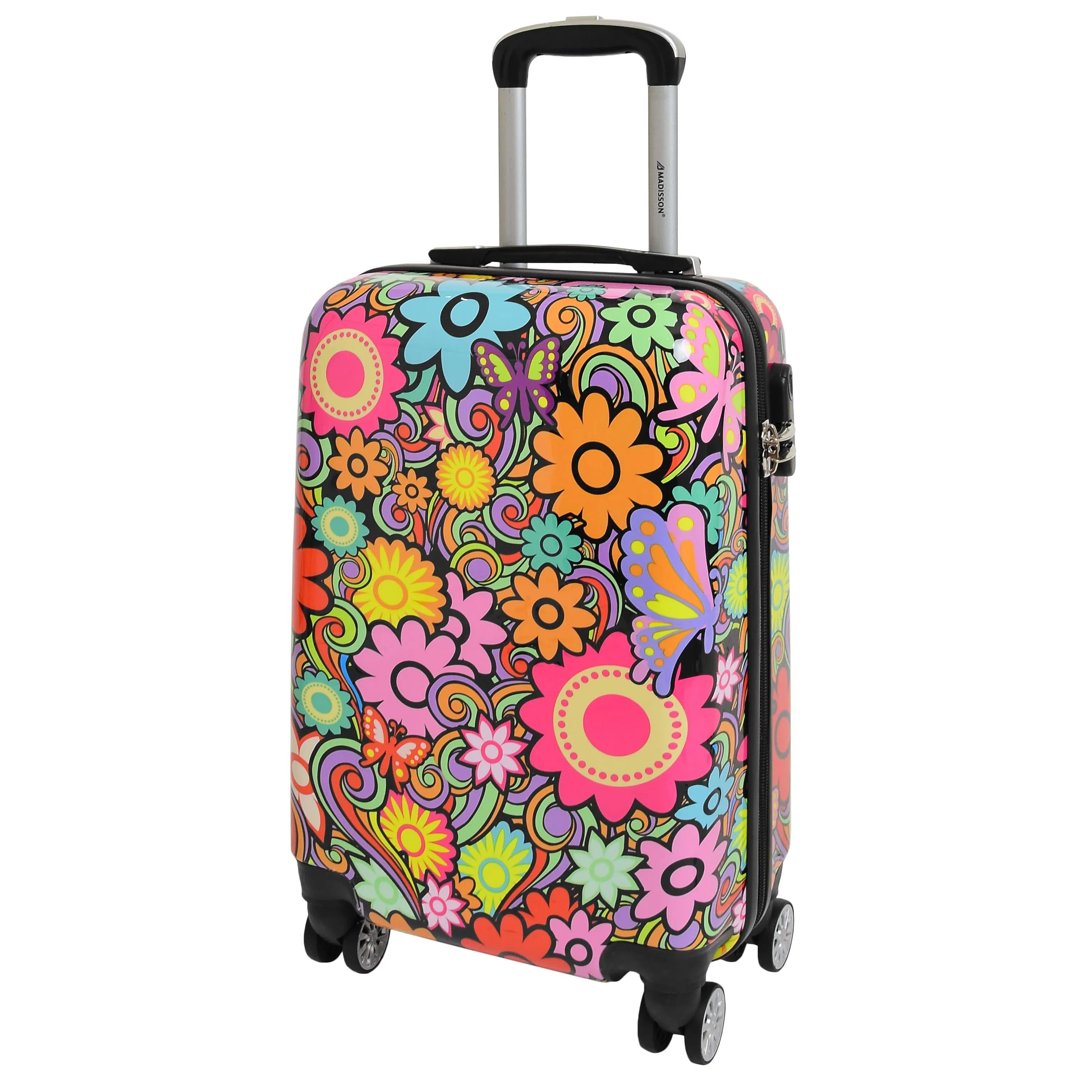 Four Wheel Suitcase Hard Shell Expandable Luggage Flower Print