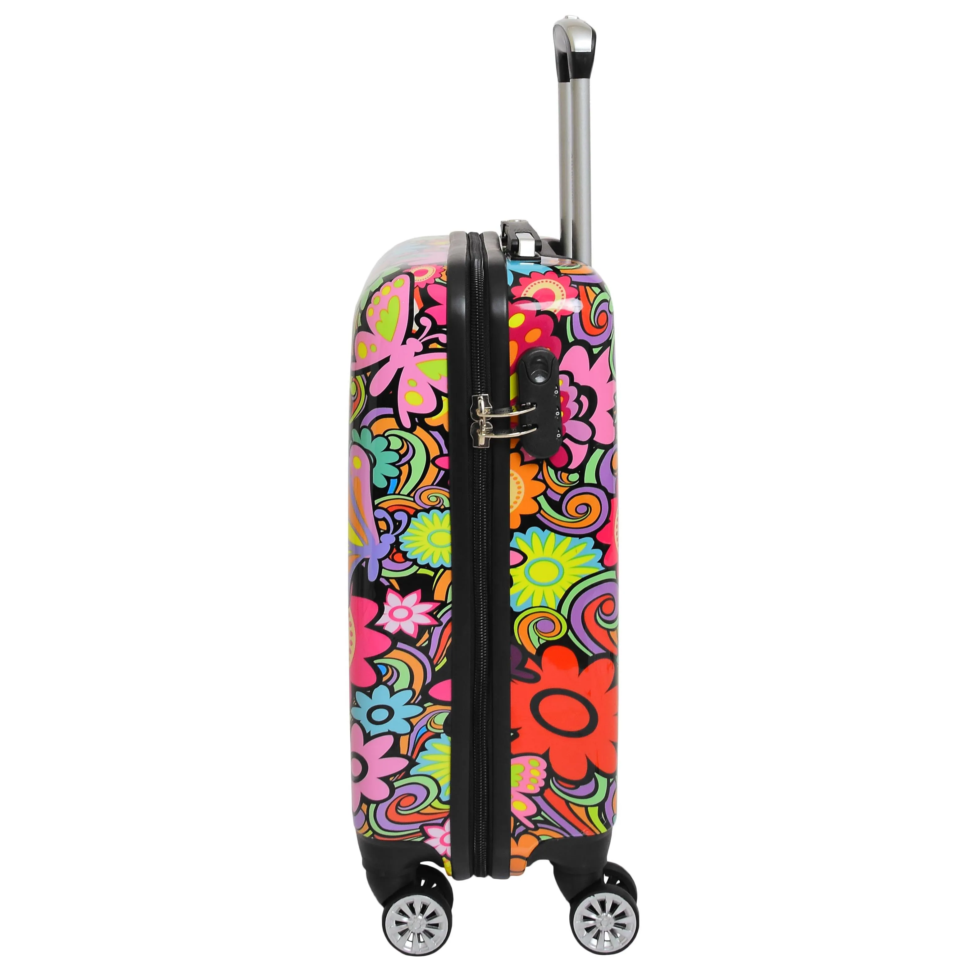 Four Wheel Suitcase Hard Shell Expandable Luggage Flower Print