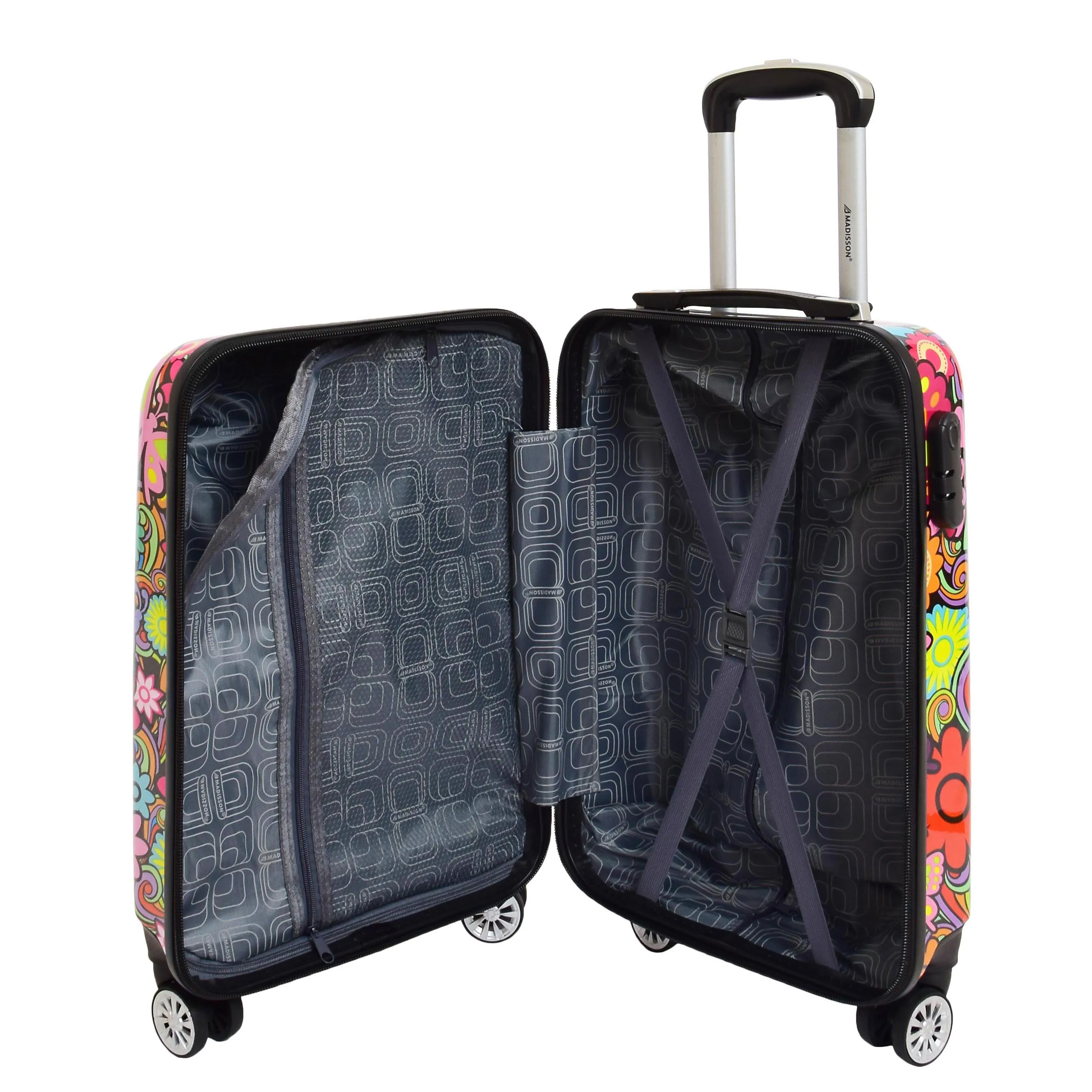 Four Wheel Suitcase Hard Shell Expandable Luggage Flower Print