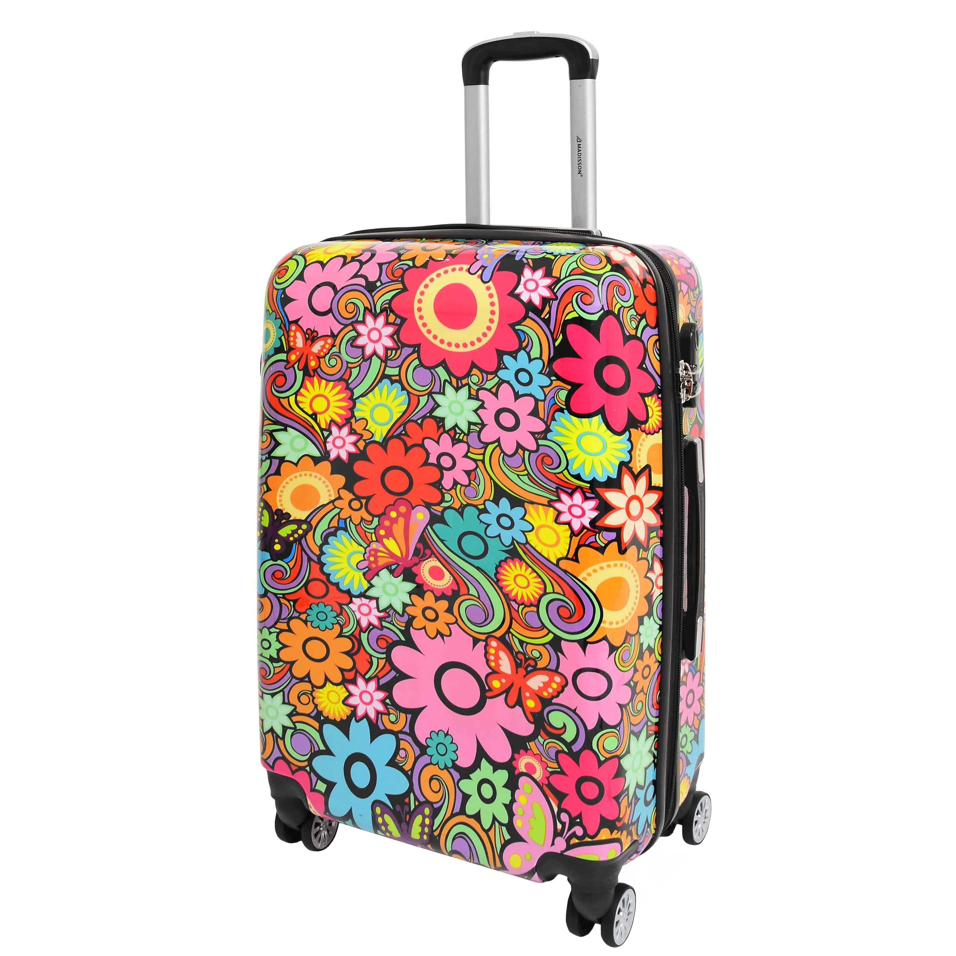 Four Wheel Suitcase Hard Shell Expandable Luggage Flower Print