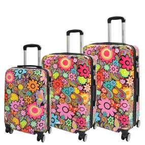 Four Wheel Suitcase Hard Shell Expandable Luggage Flower Print