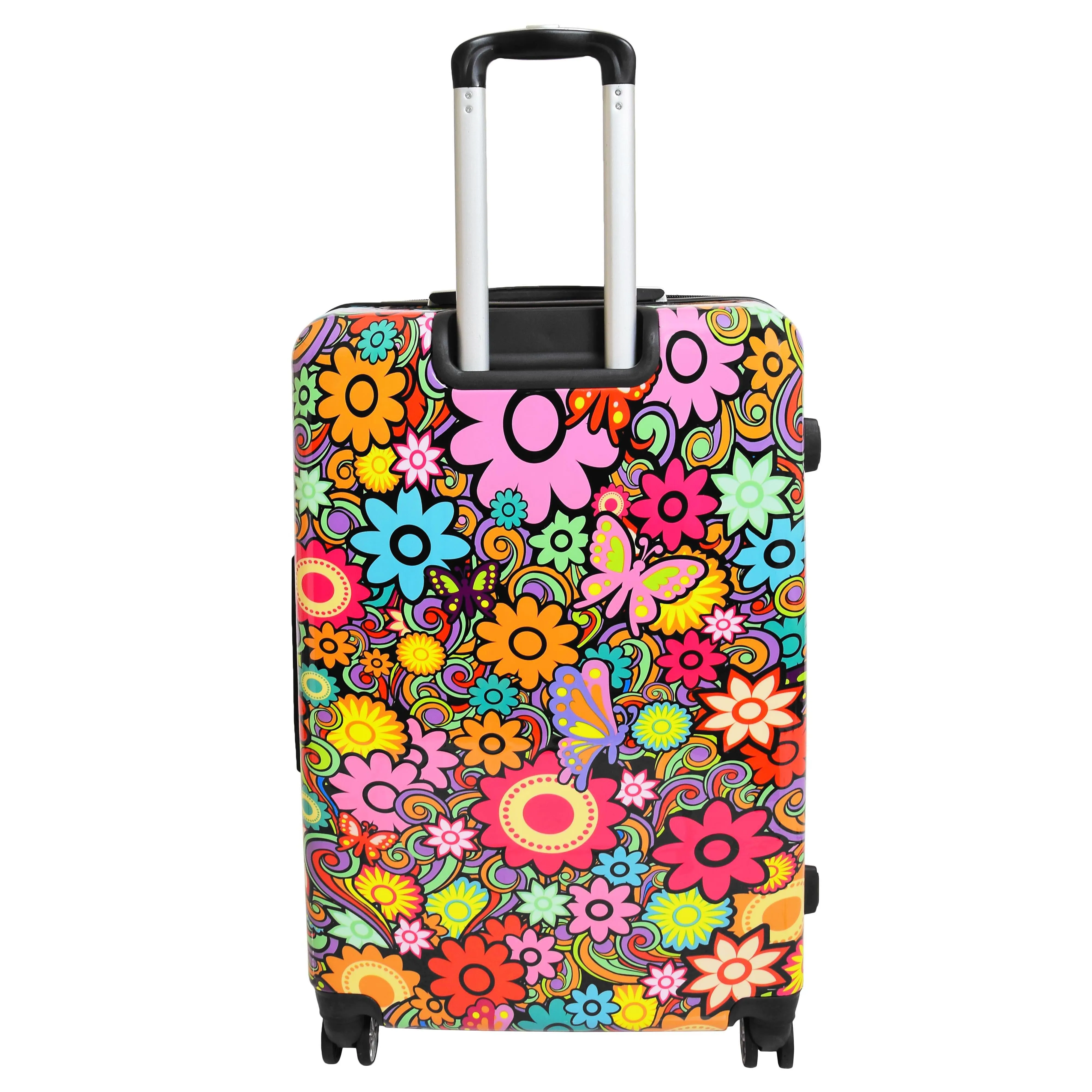 Four Wheel Suitcase Hard Shell Expandable Luggage Flower Print