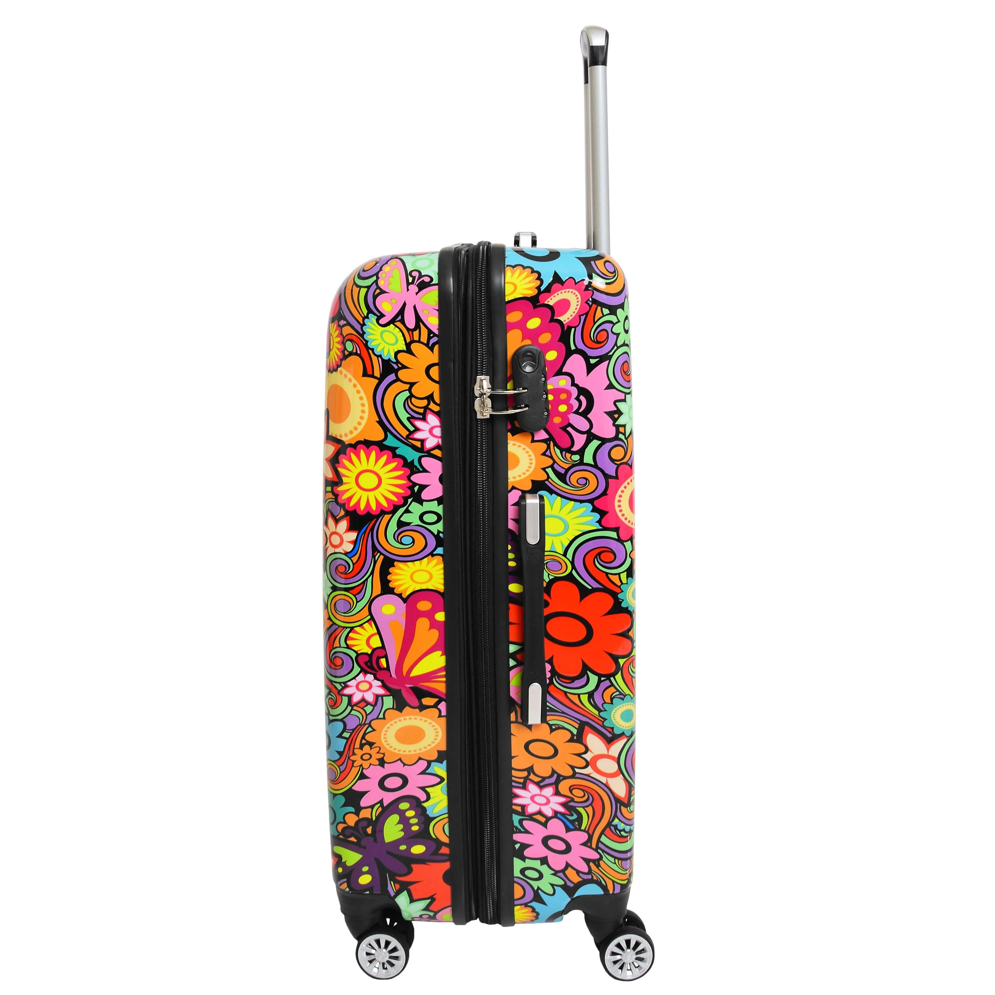 Four Wheel Suitcase Hard Shell Expandable Luggage Flower Print