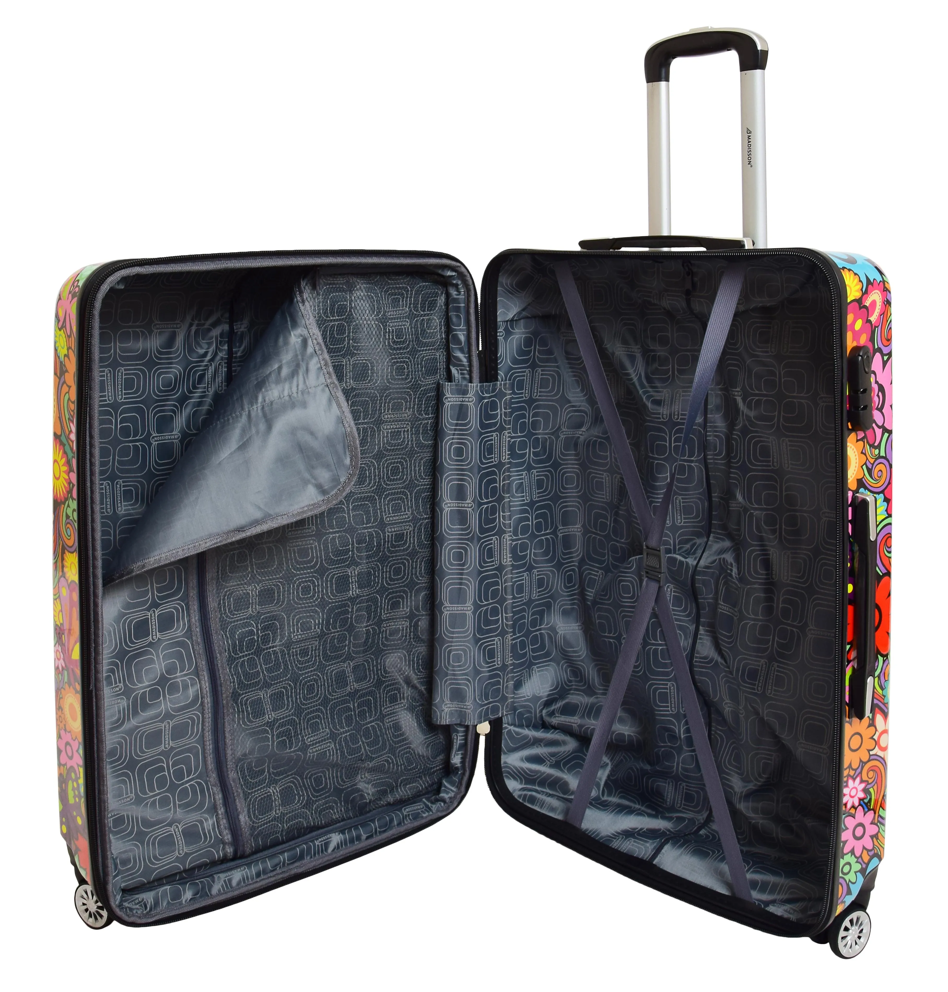 Four Wheel Suitcase Hard Shell Expandable Luggage Flower Print