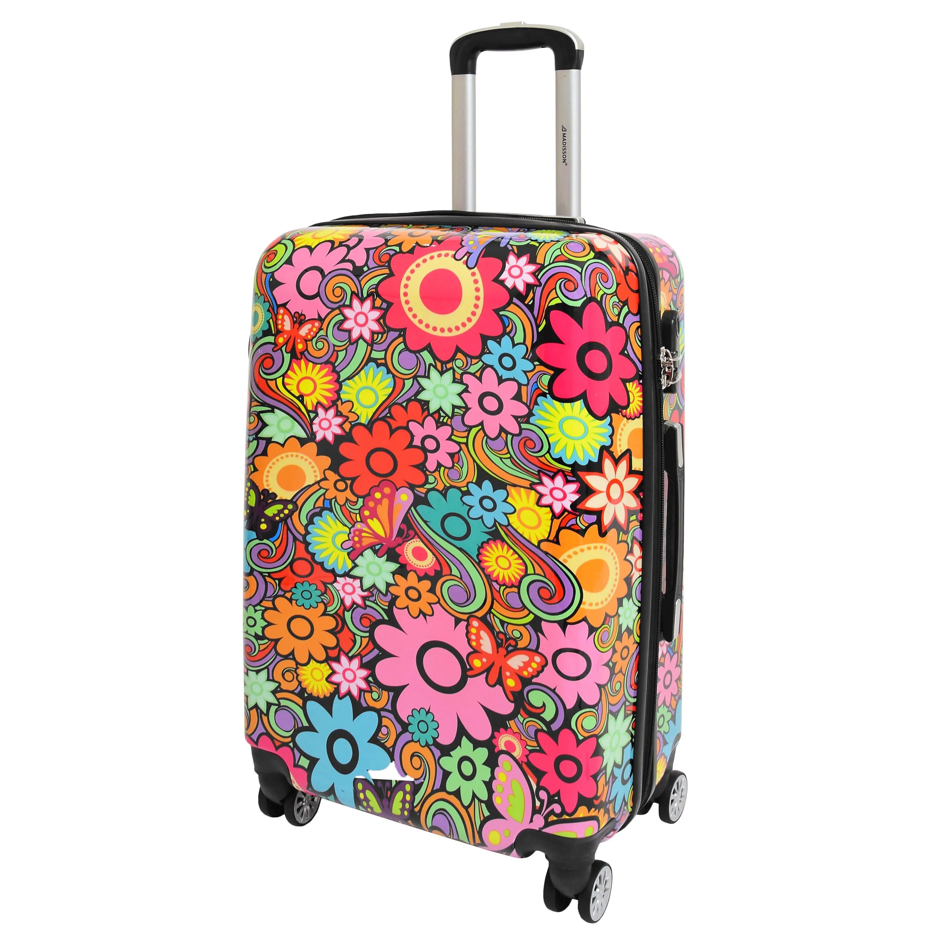 Four Wheel Suitcase Hard Shell Expandable Luggage Flower Print