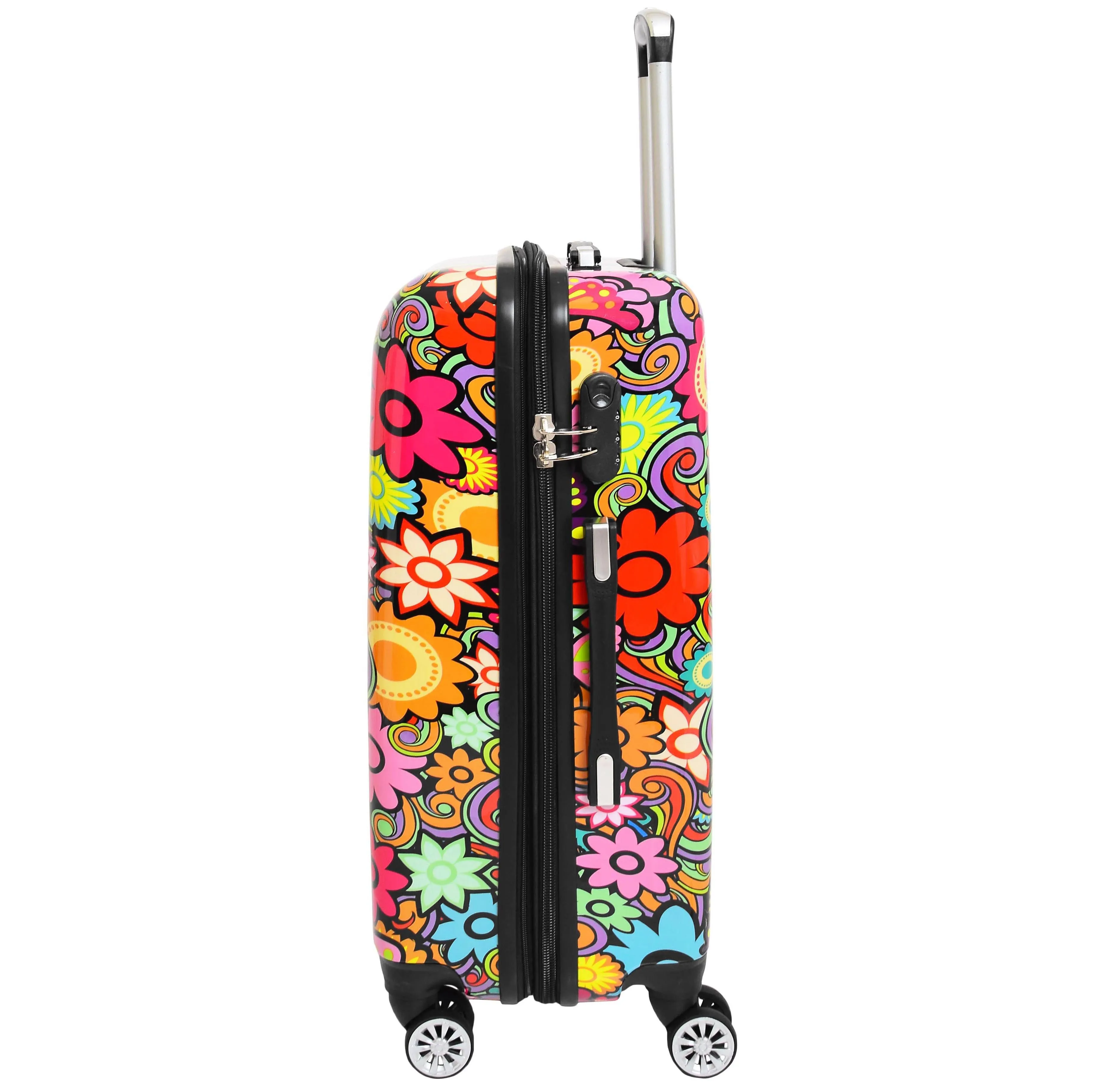 Four Wheel Suitcase Hard Shell Expandable Luggage Flower Print