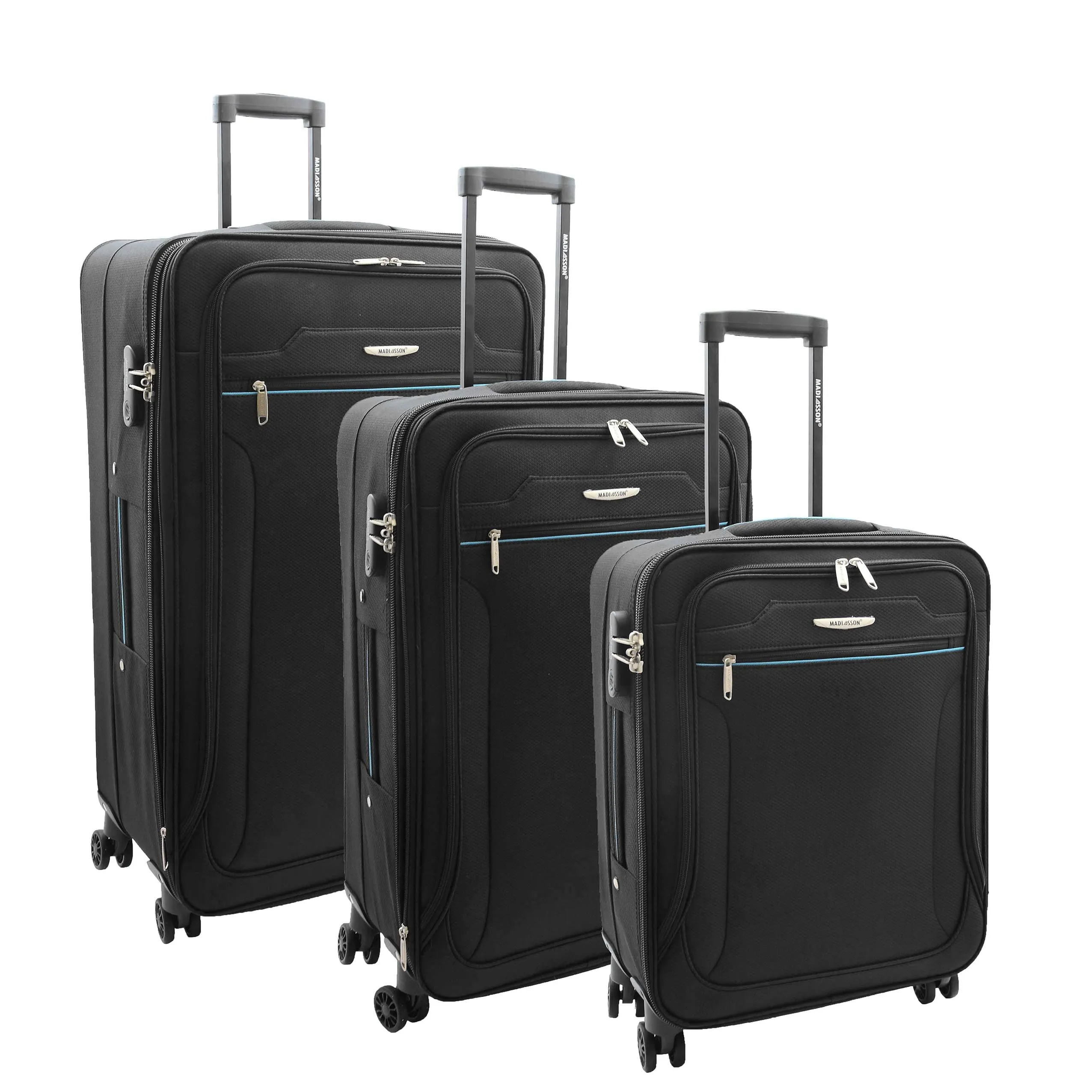 Four Wheel Suitcases Lightweight Soft Expandable Luggage Cosmic Black