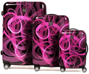 Ful Pink Neon Laser Atomic 3-Piece Luggage Set 