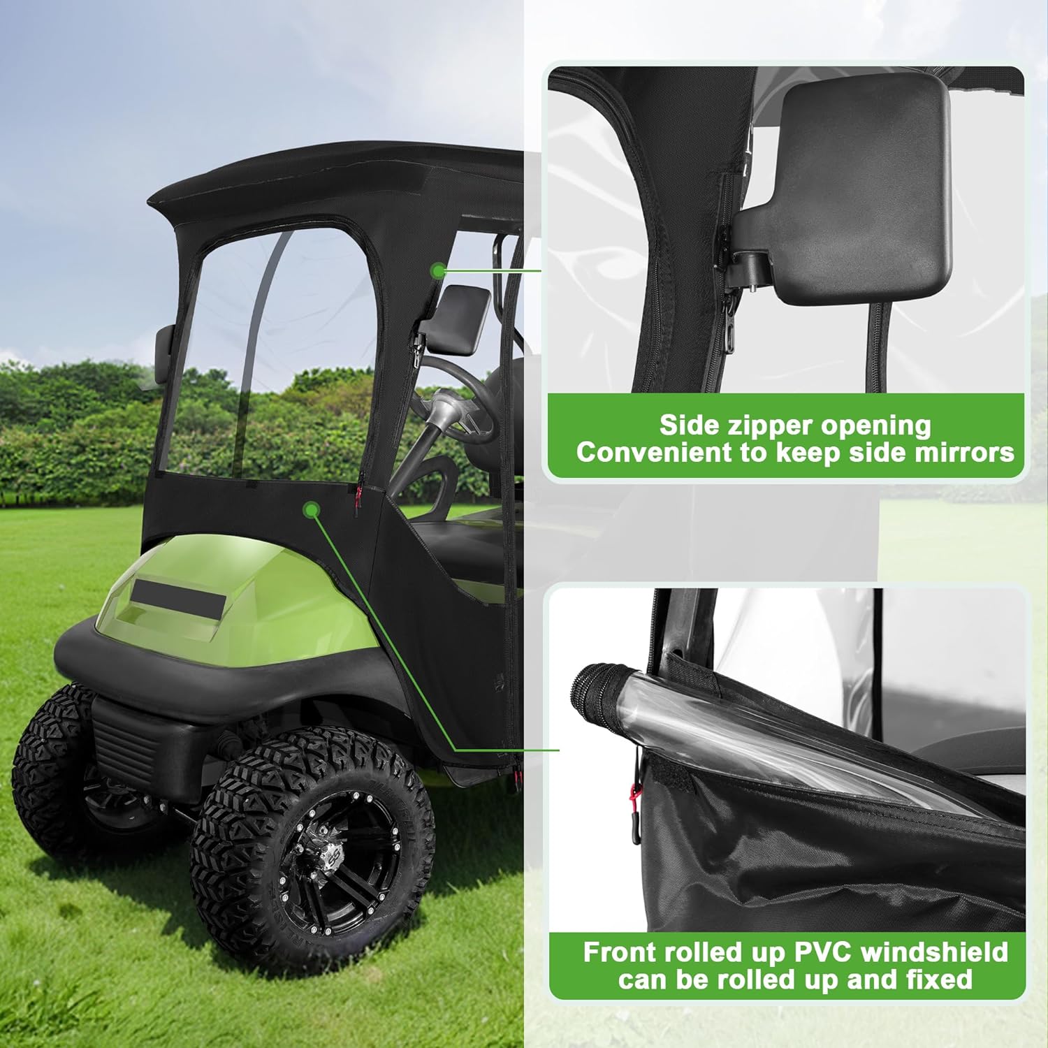 Golf Cart Enclosures for Club Car Precedent 4 Passenger & Extended Roof - 10L0L