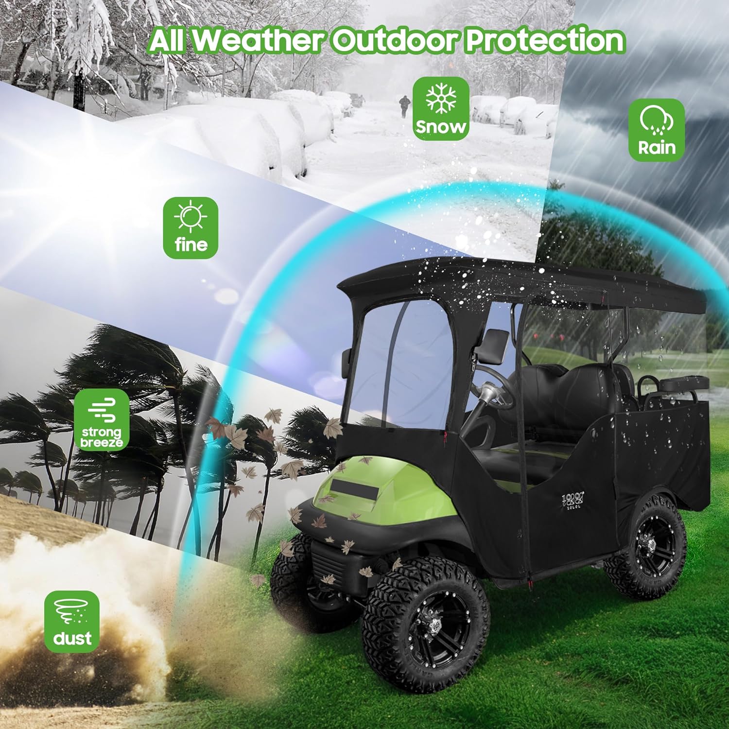 Golf Cart Enclosures for Club Car Precedent 4 Passenger & Extended Roof - 10L0L