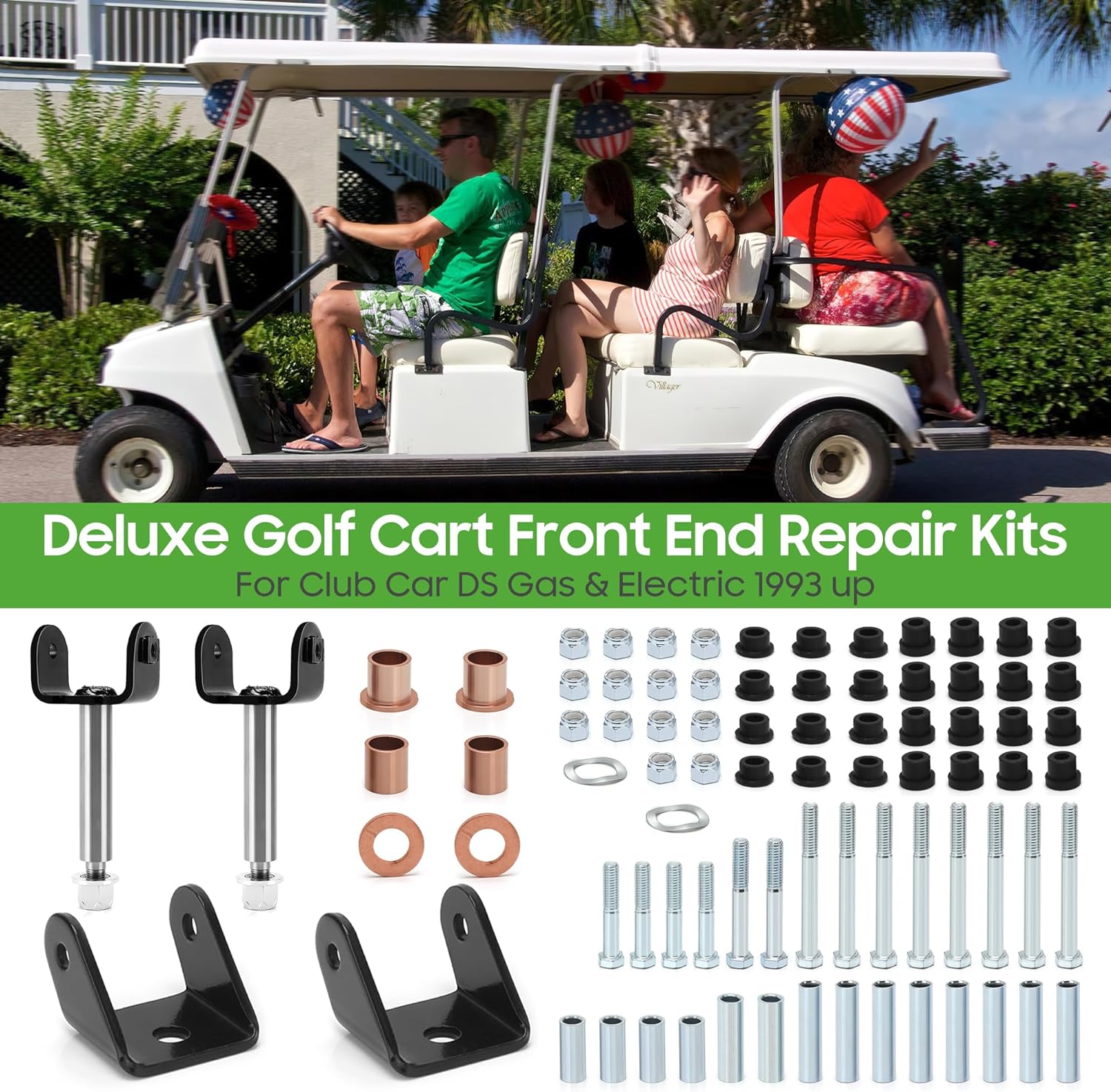 Golf Cart Front King Pin Repair Kit for Club Car DS Gas & Electric - 10L0L