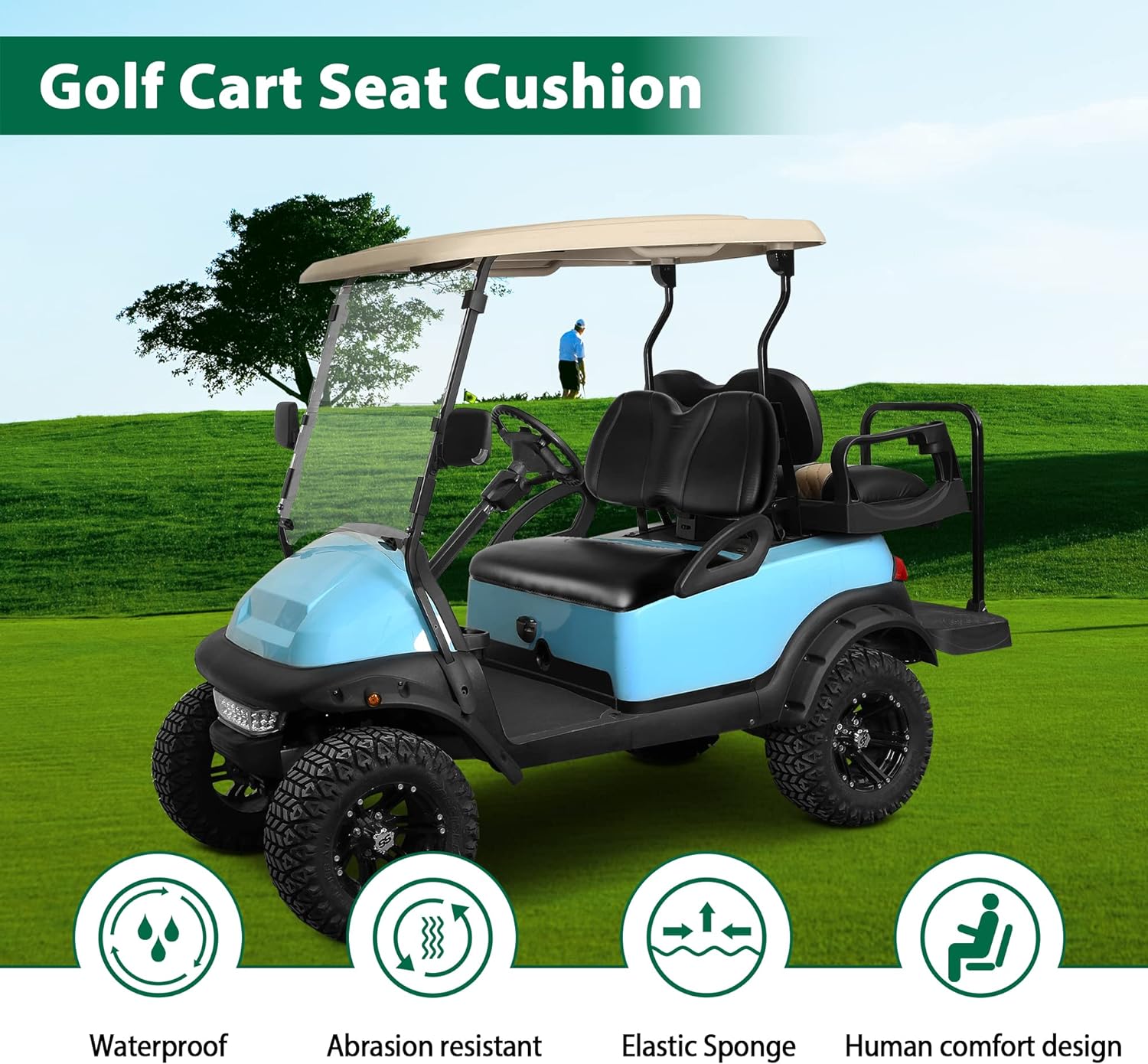 Golf Cart Front Seat Cushion & Backrest for Club Car Precedent 2012-Up - 10L0L