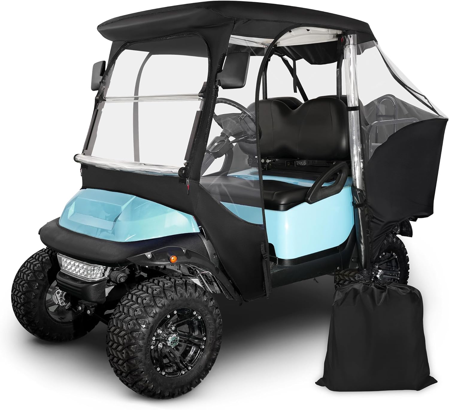 Golf Cart Rain Cover 4 Passenger for Club Car Golf Cart Cover with Doors with Safety Side Mirror Openings