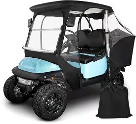 Golf Cart Rain Cover 4 Passenger for Club Car Golf Cart Cover with Doors with Safety Side Mirror Openings