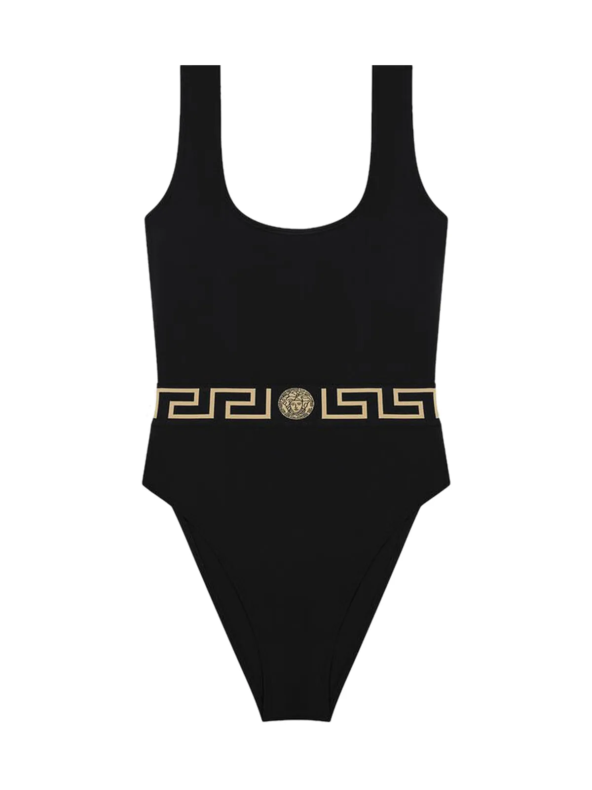 Greca-print two-tone swimsuit