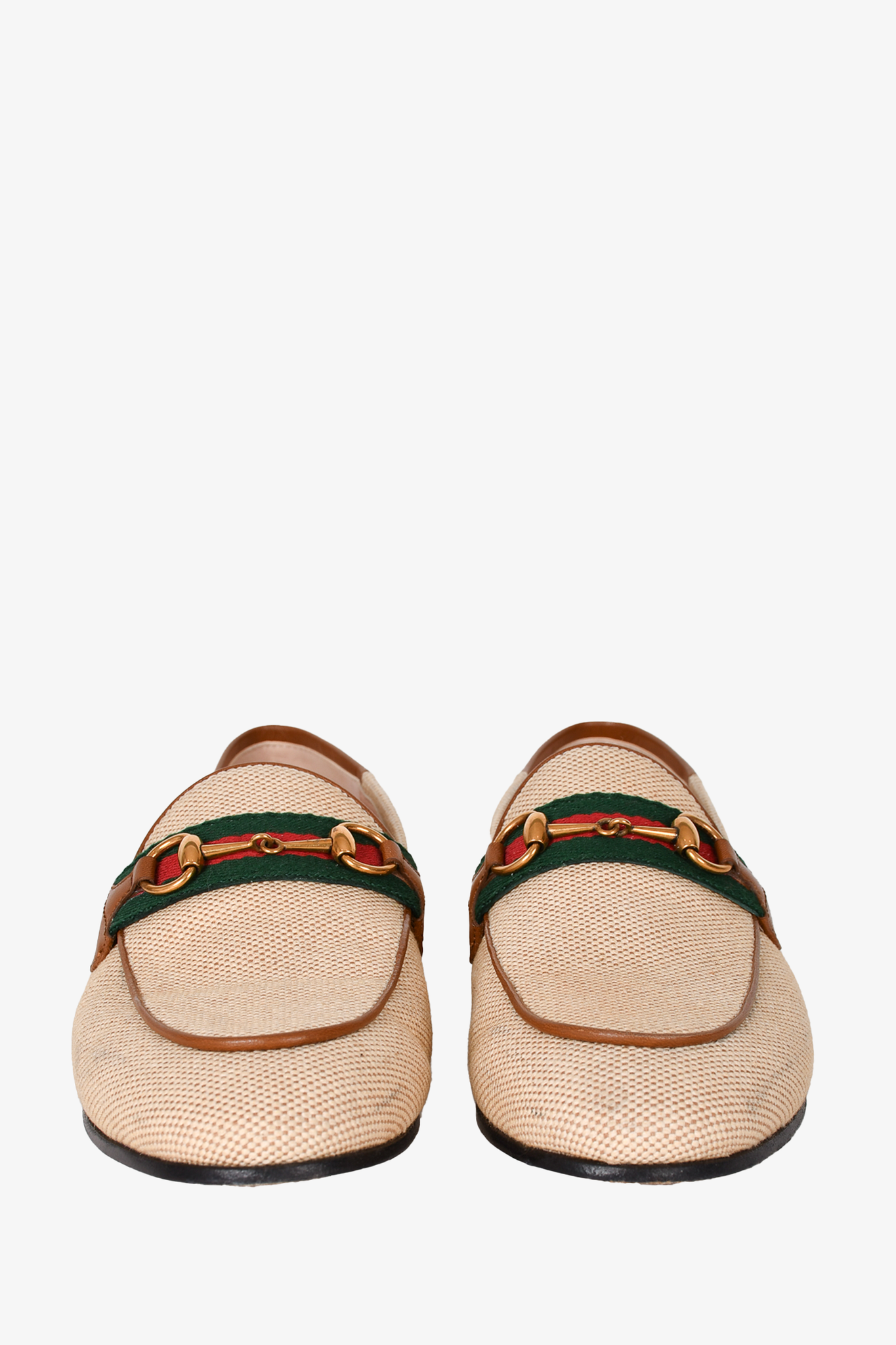 Gucci Canvas Web Accent Horsebit Loafers Size 38