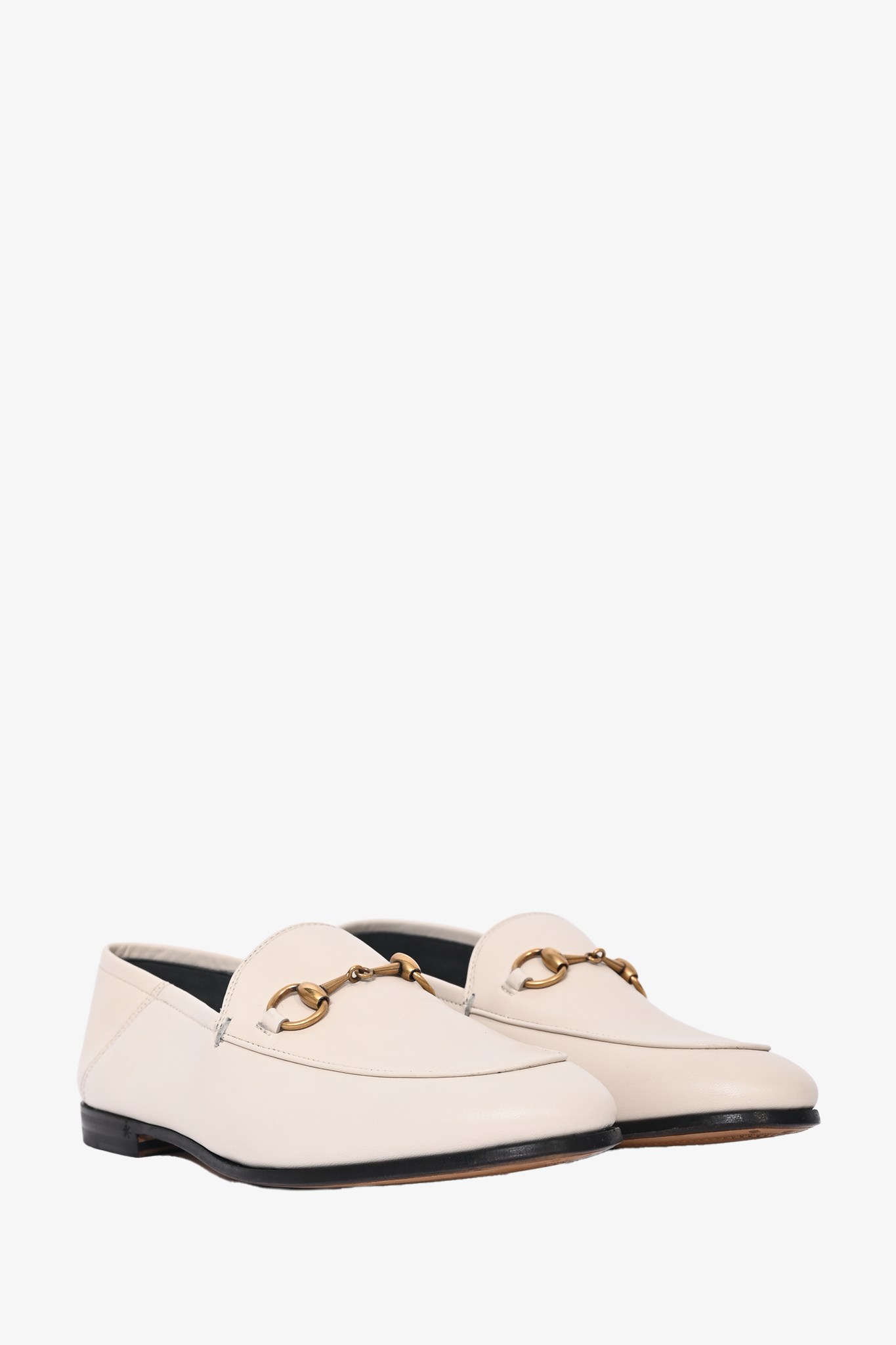 Gucci Cream Leather Horsebit Loafers Size 35