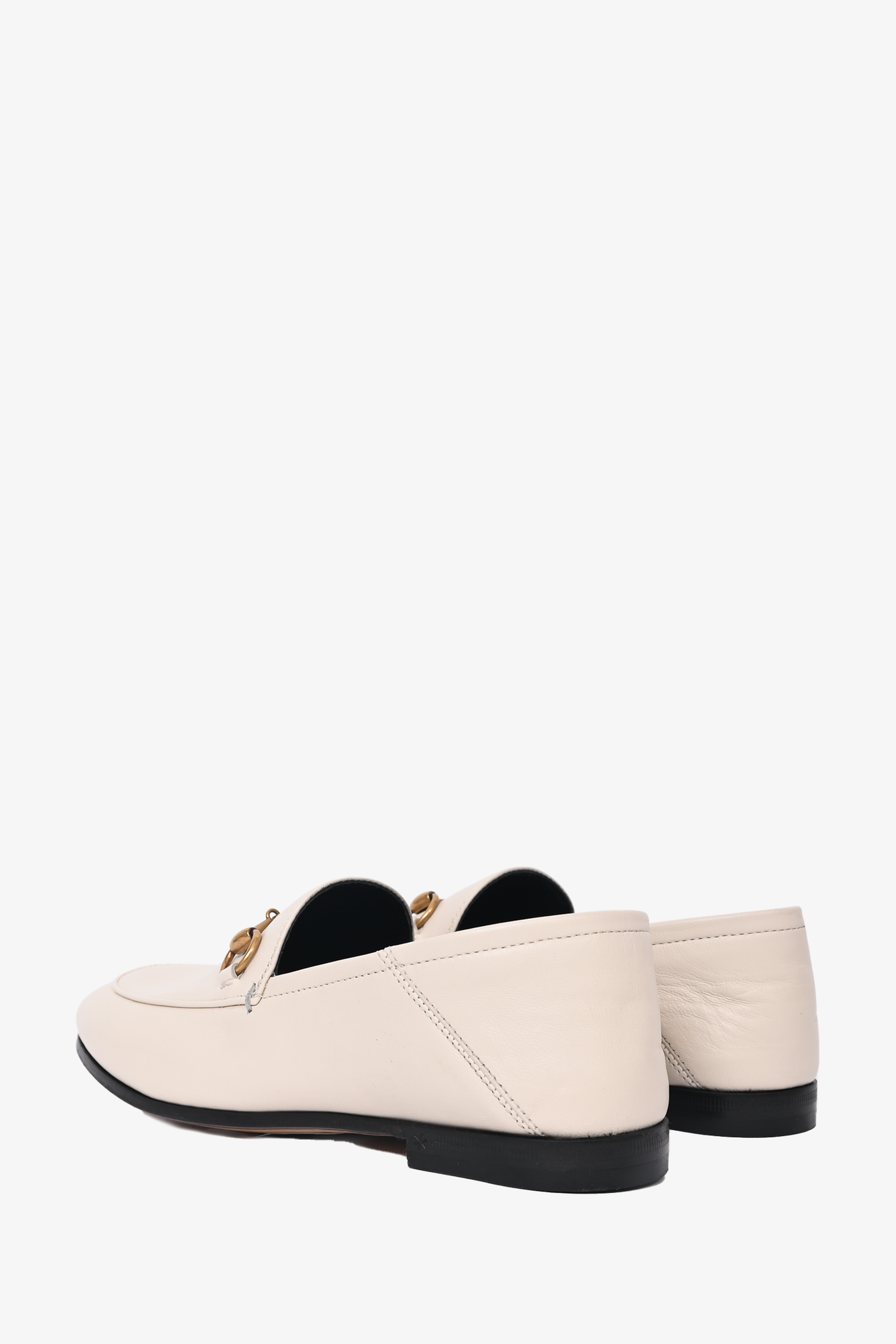 Gucci Cream Leather Horsebit Loafers Size 35