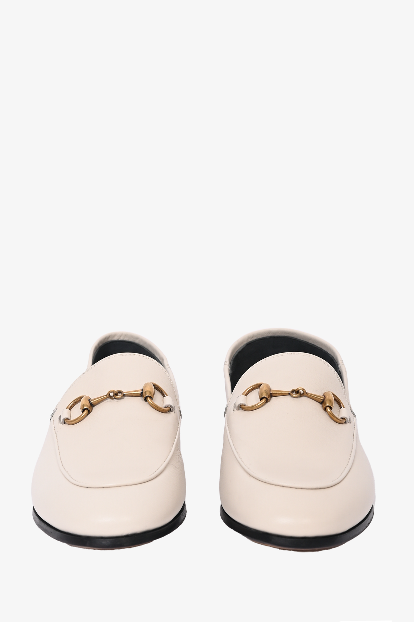 Gucci Cream Leather Horsebit Loafers Size 35