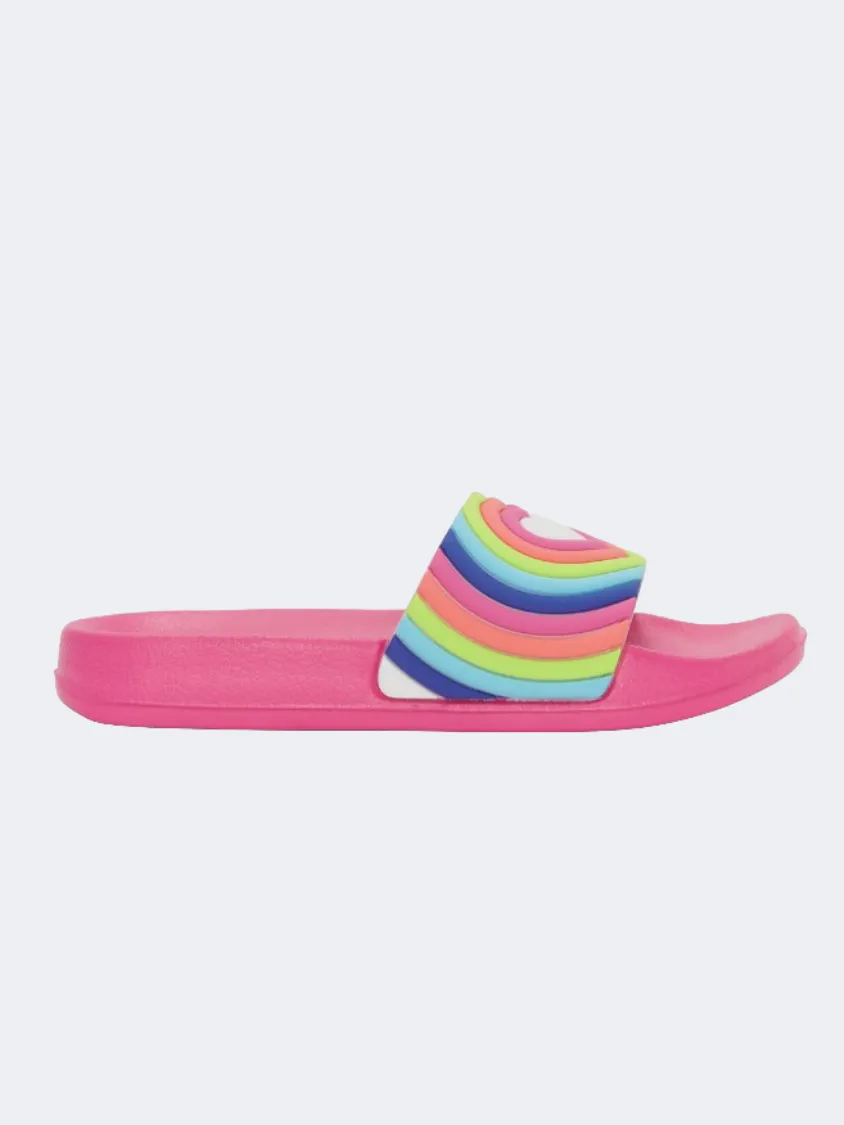 Hatley Rainbow Heart Girls Beach Slippers Pink/Multicolor