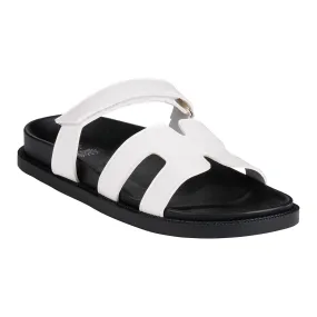 Kelly White Cut-Out Slide Flat Sandals