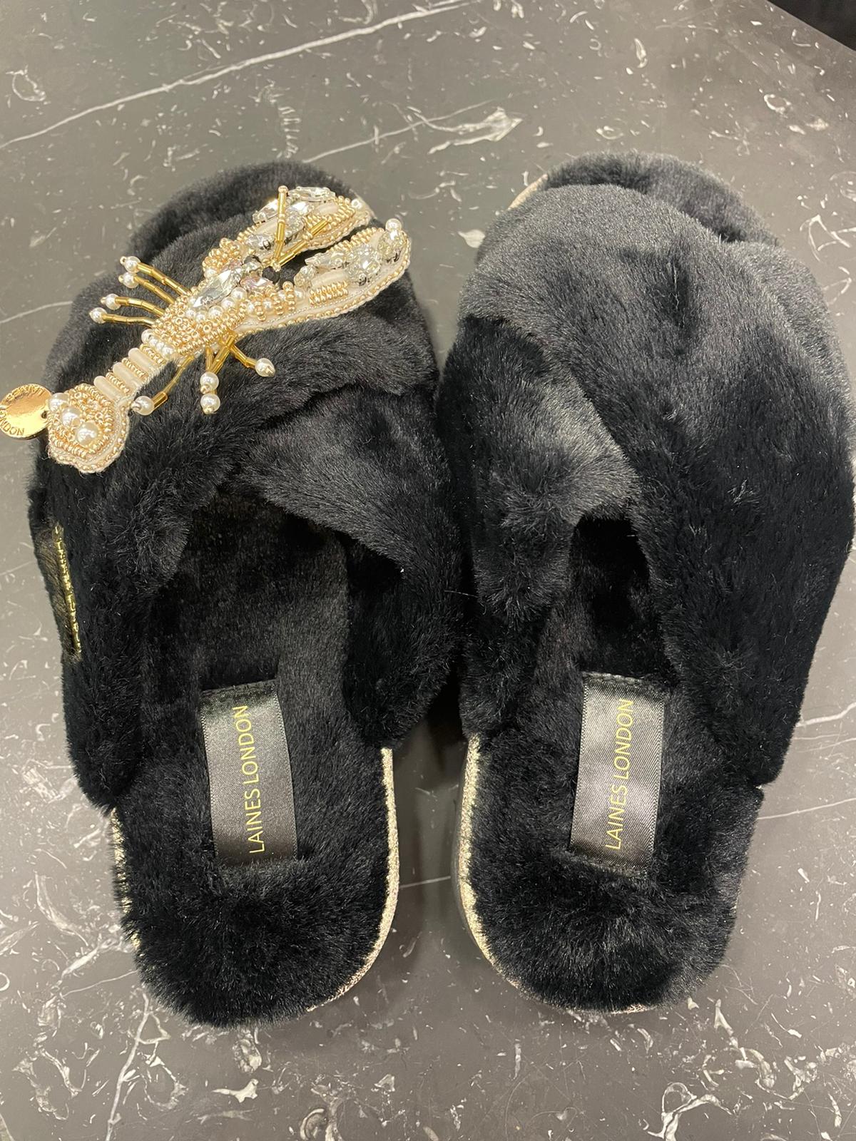 Laines London Black Lobster Slippers