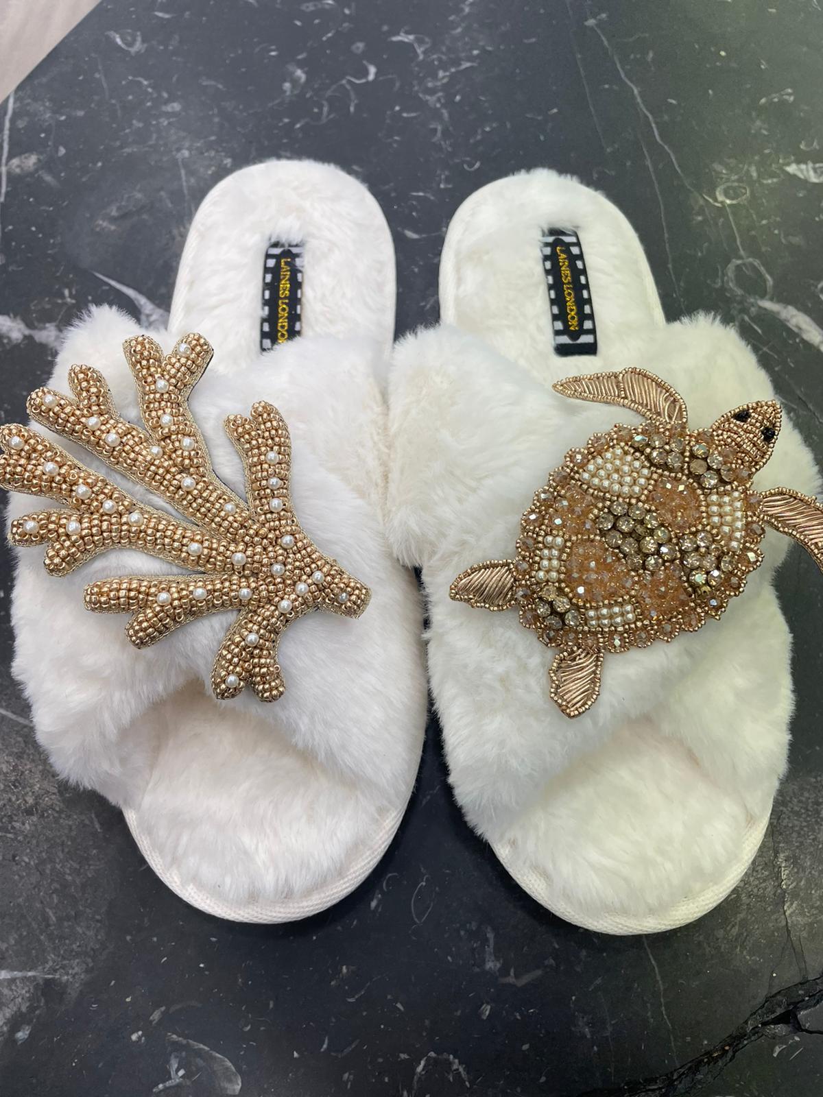 Laines London Cream Turtle Slippers