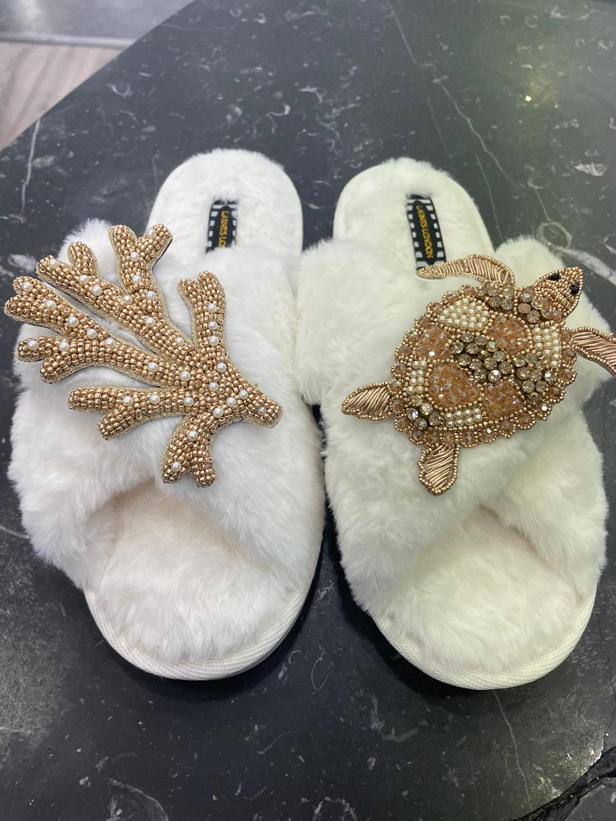 Laines London Cream Turtle Slippers