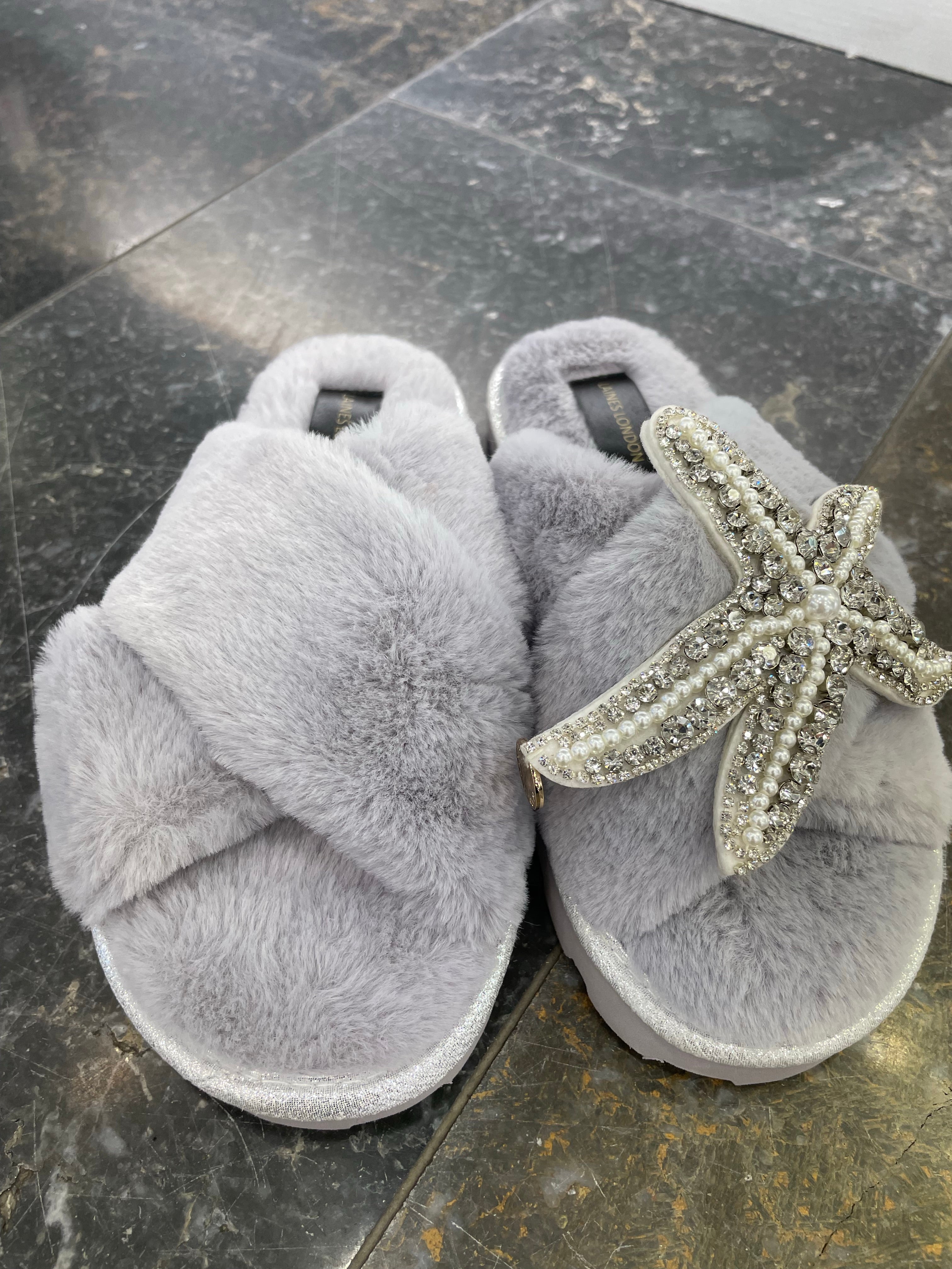 Laines London Grey Starfish Slippers