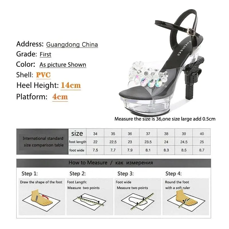 LED Glowing Platforms Ultra-Heeled Pistol Rhinestone Sexy Sandals for Women