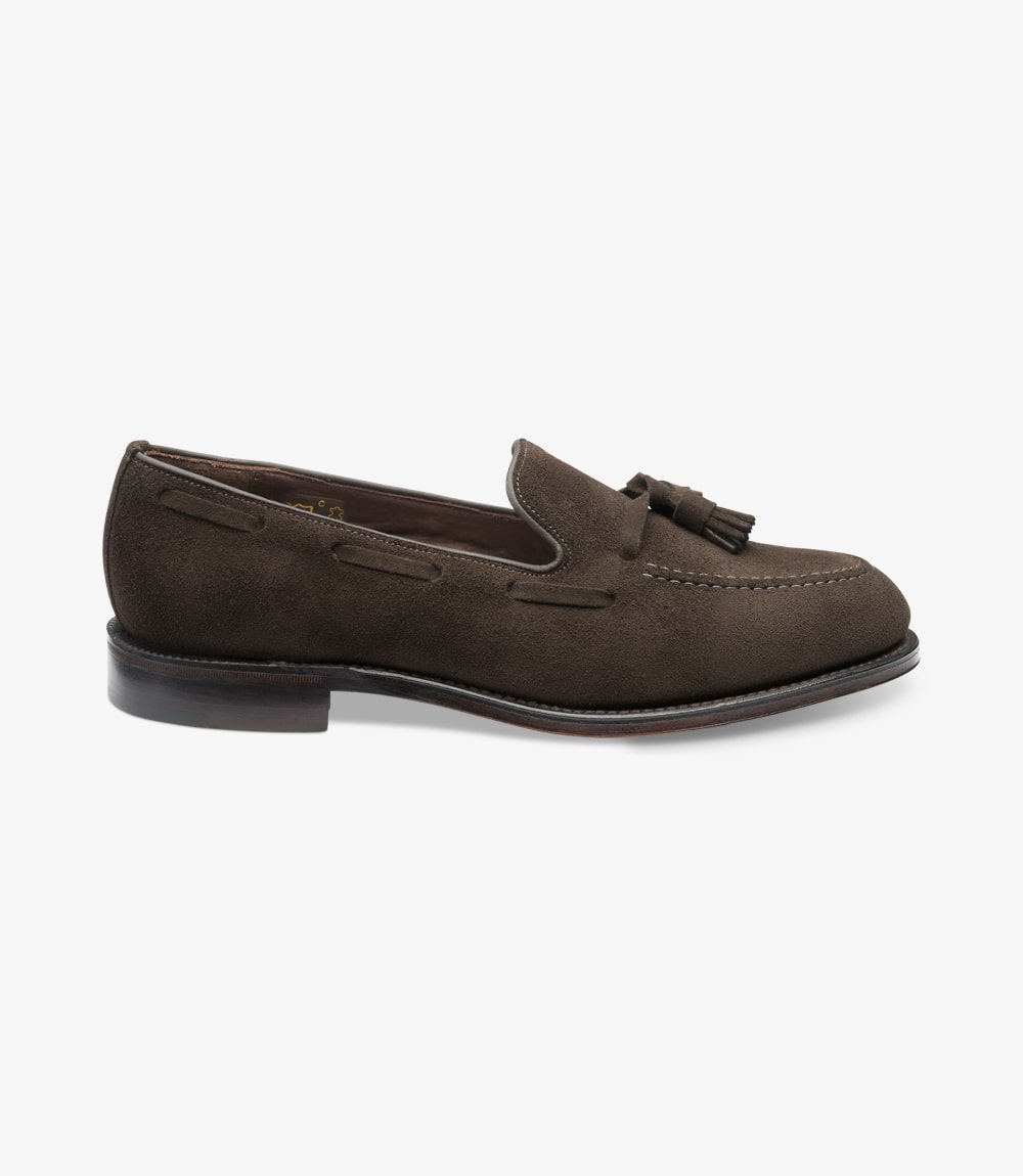 LOAKE - Russell Tasselled Loafers Suede Shoe - Dark Brown